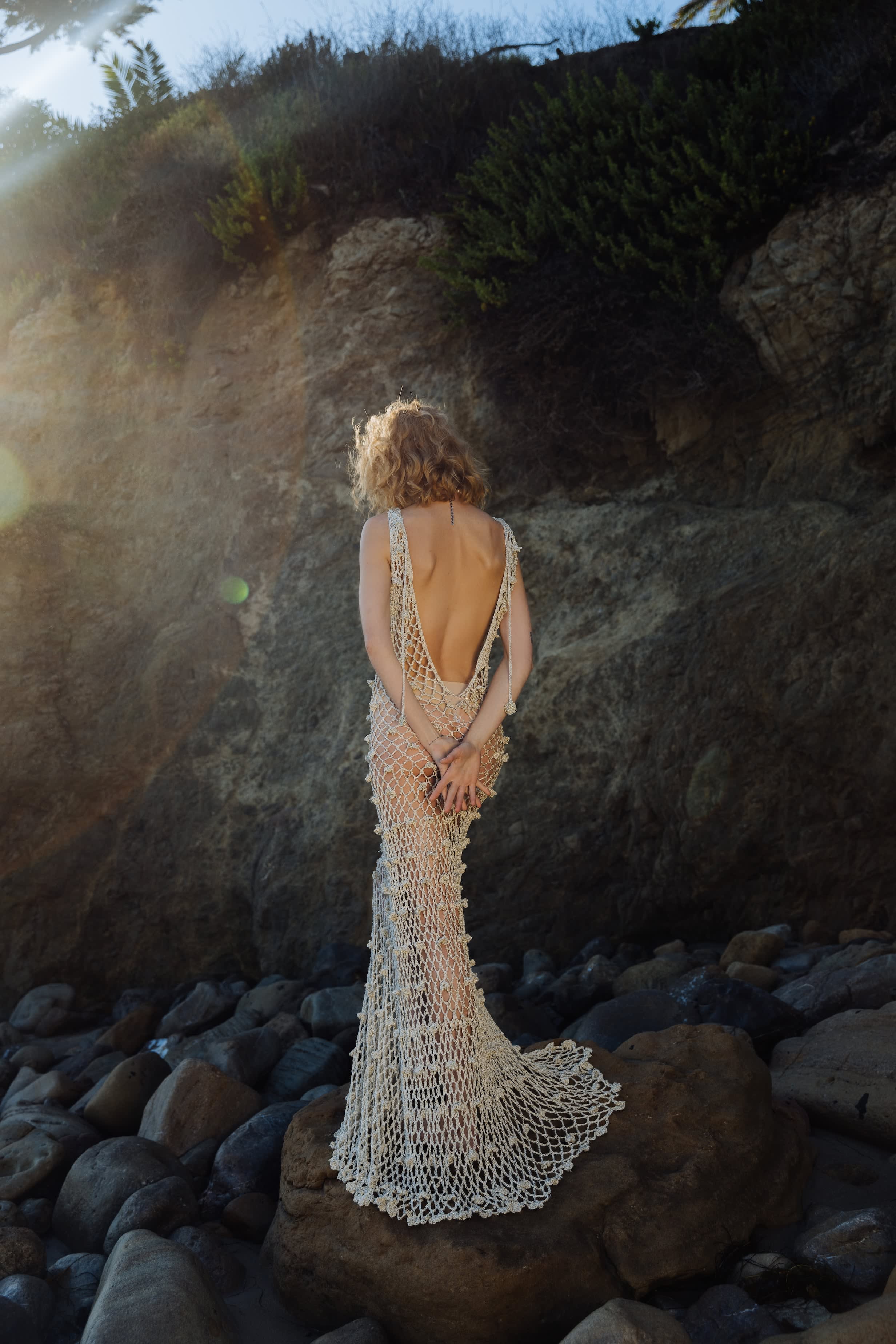 Malva Metallic Handmade Crochet Maxi Dress | ANDREEVA | Wolf & Badger
