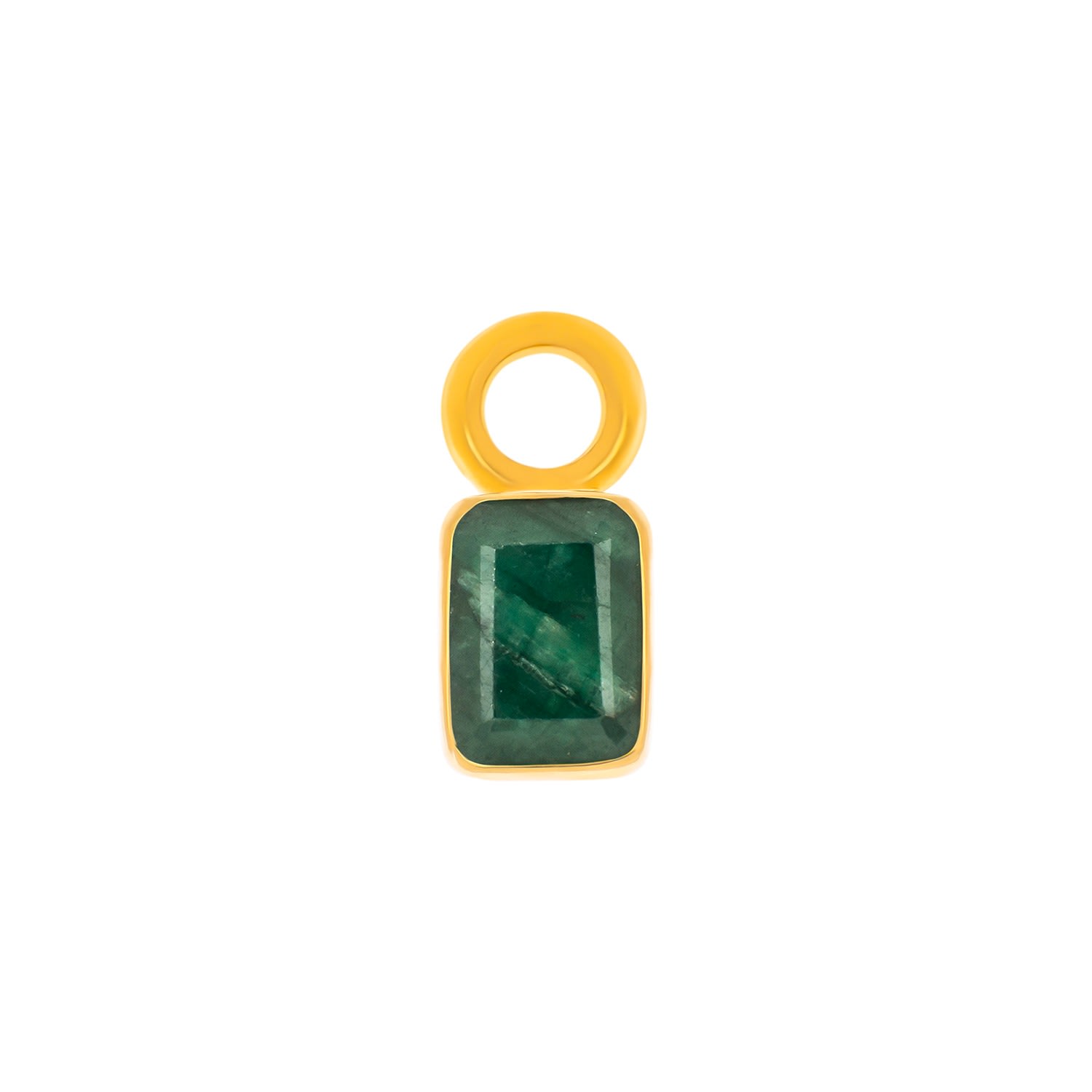 Women’s Green / Gold Believer Rectangular Emerald Earring Charm & Silver Hoop Bonjouk Studio