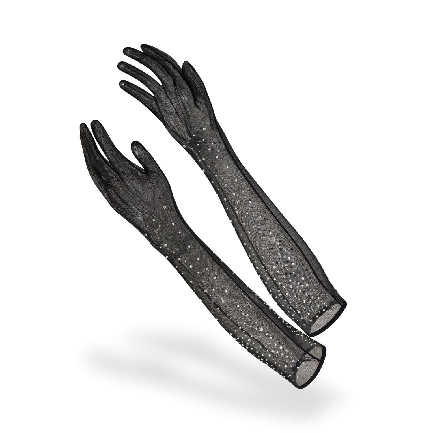 Women's Astria Black Sheer Long Gloves | Medium | Empress Mimi