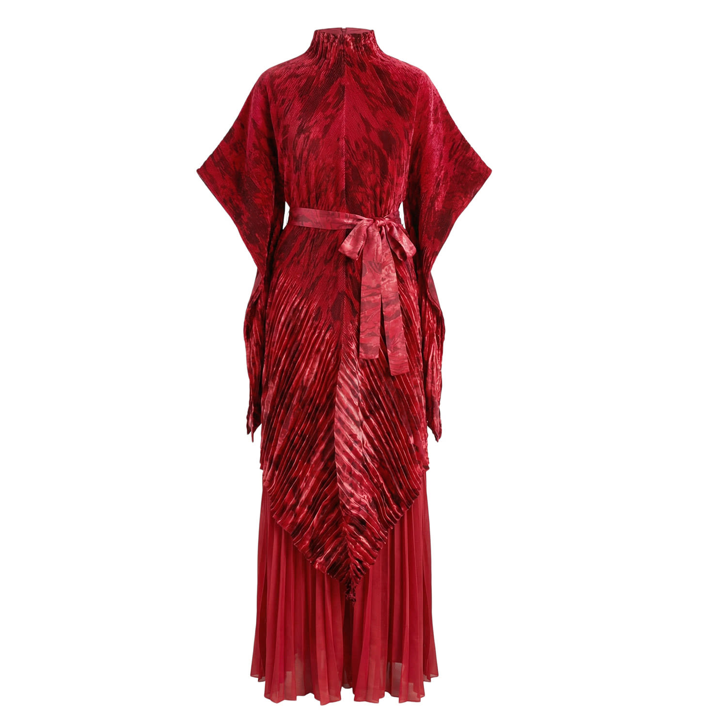Cy Boutique Full Pleated Printed Top And Wide-leg Trousers Co-ords In Red