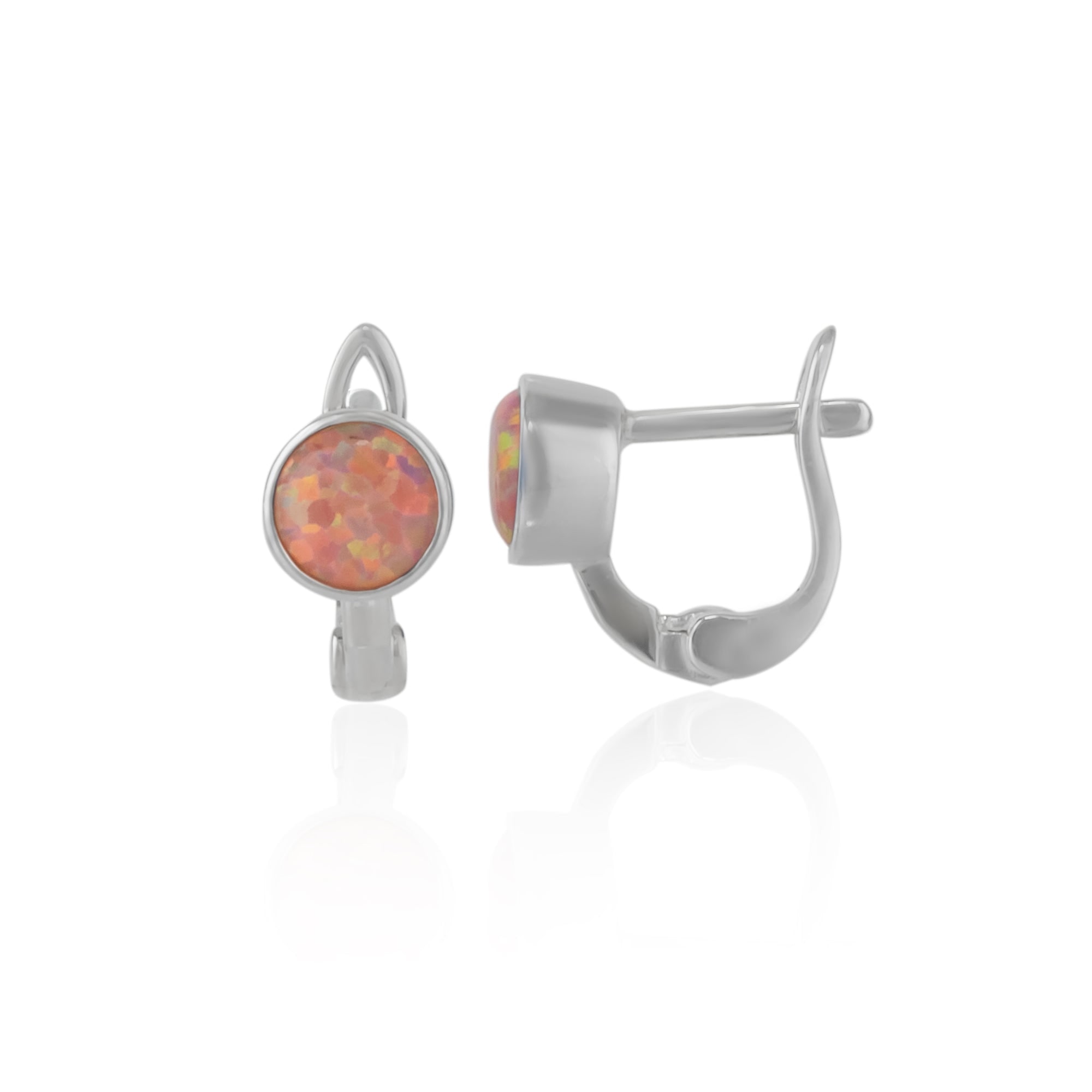 Spero London Women's Pink / Purple Sterling Silver High Quality Round Opal Earrings - Pink Opal