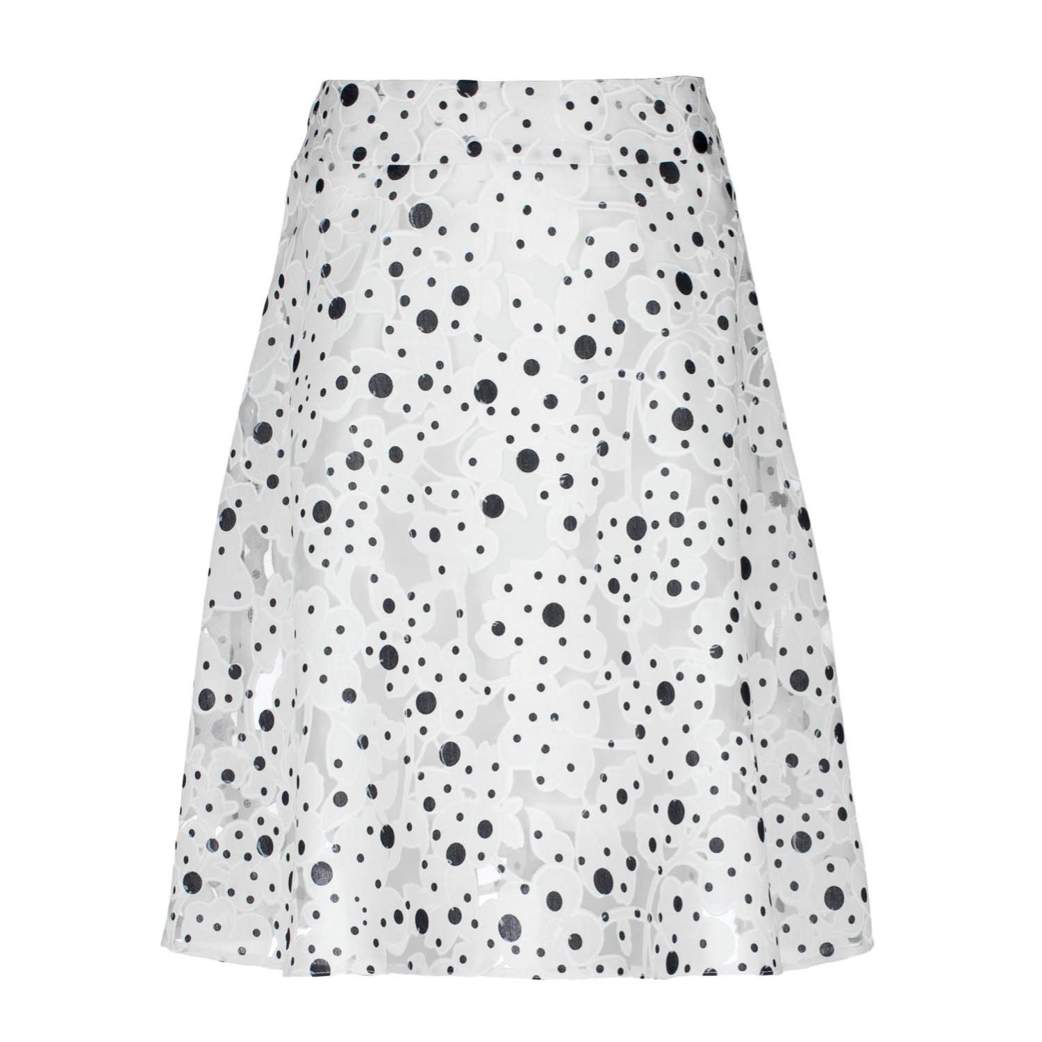 Women’s White Polka Dot Cloche Skirt Medium Conquista