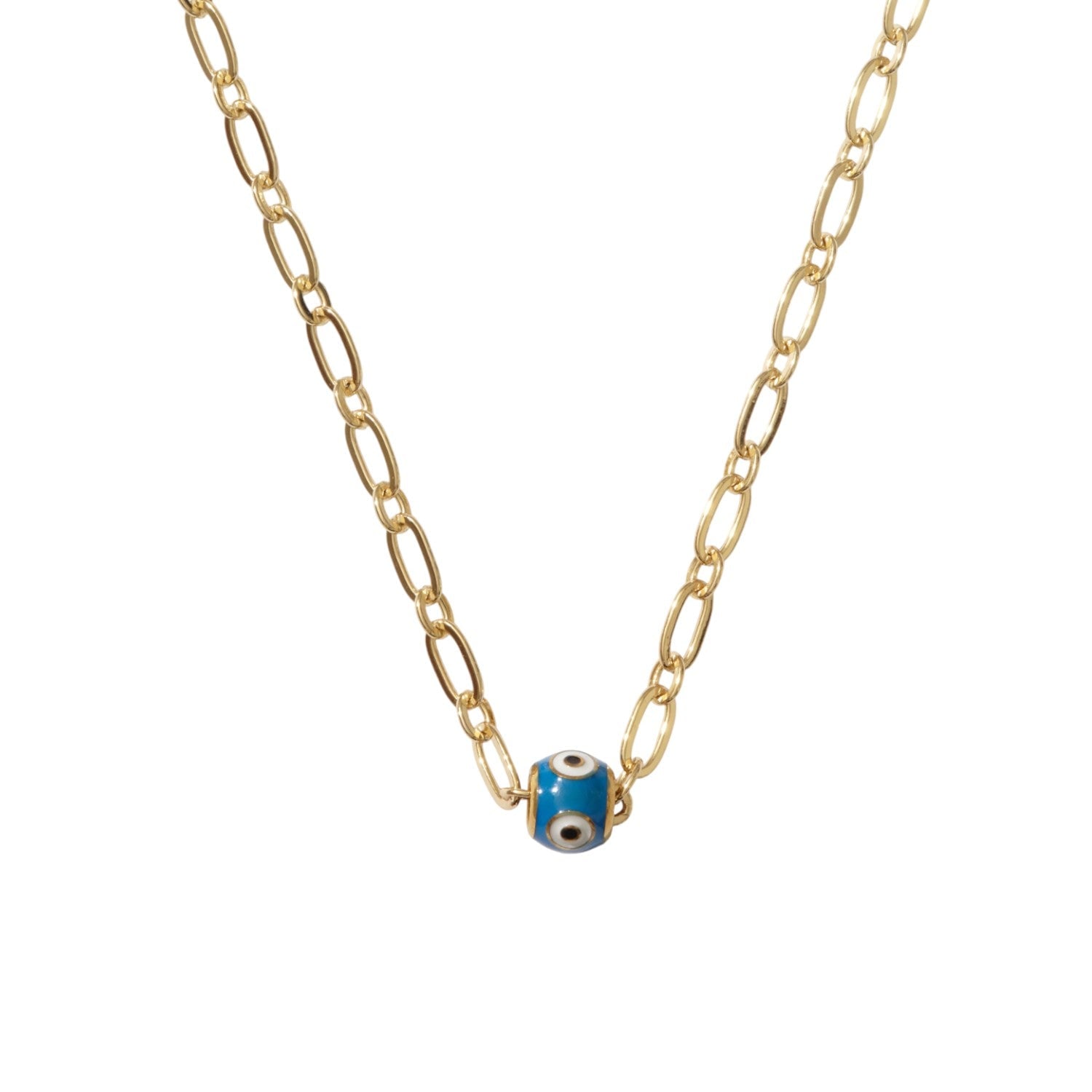 Alexie Of Athens Women's Gold / Blue Evil Eye Bead Chain Necklace In Gold