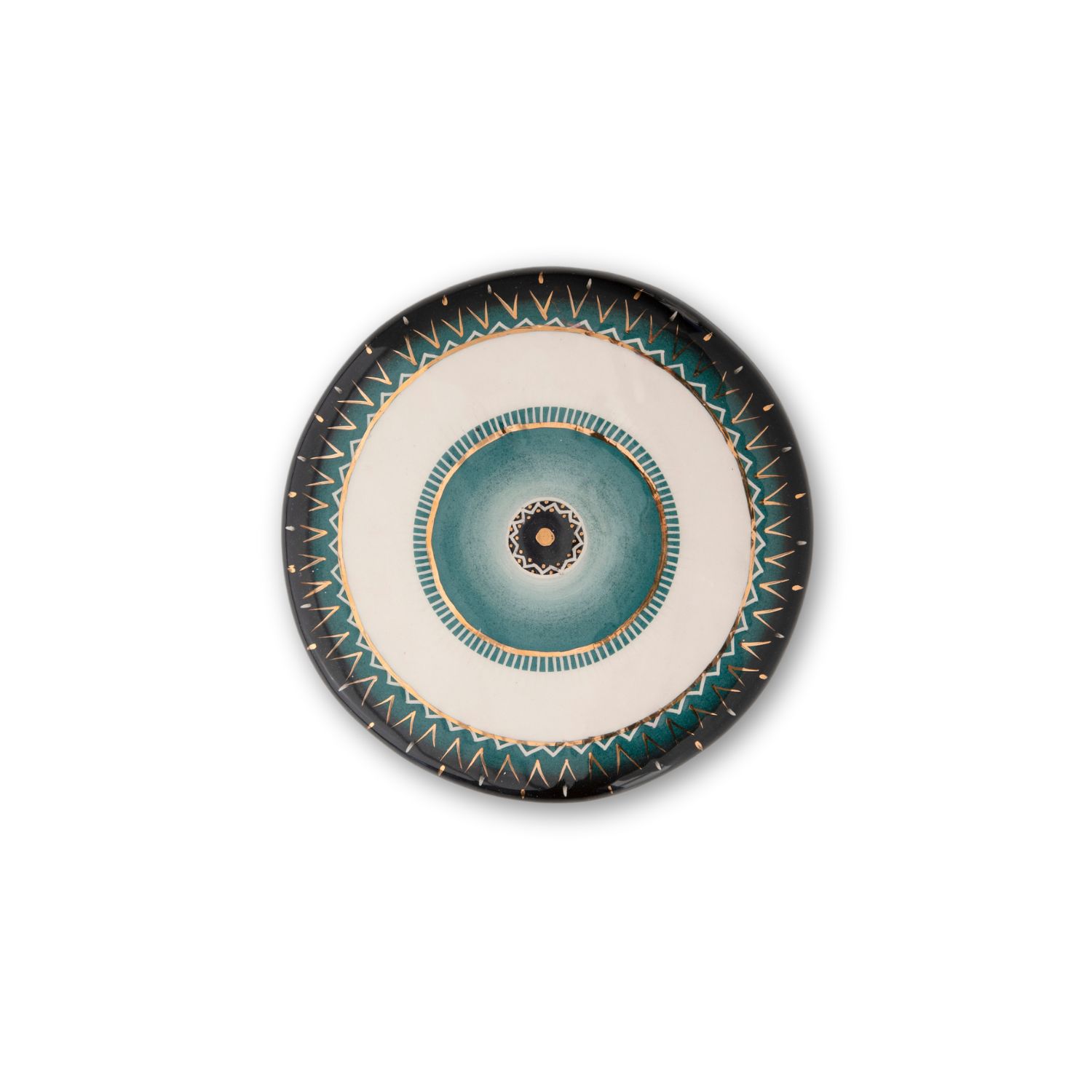 Atelier Simi Gold / Green Handmade Gold Decorated Ceramic Evil Eye