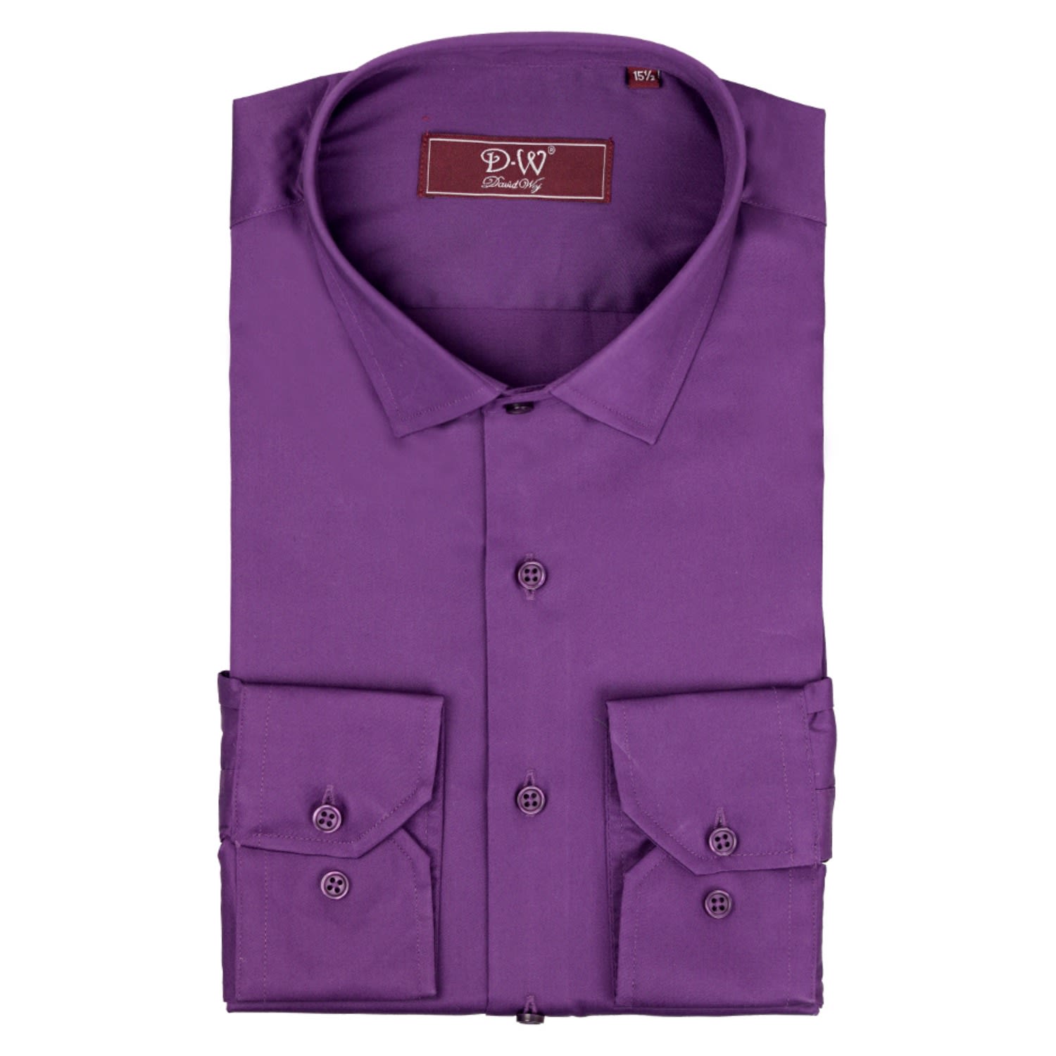 Men’s Pink / Purple Classic Collar Button Cuff Poplin Shirt - Purple 15" David Wej