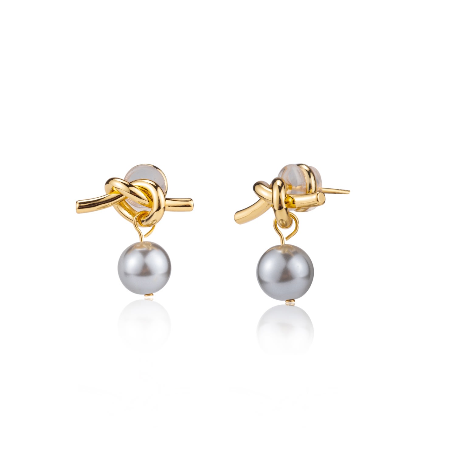 Women’s Grey Ada Knot Pearl Earrings Miss Cecilia