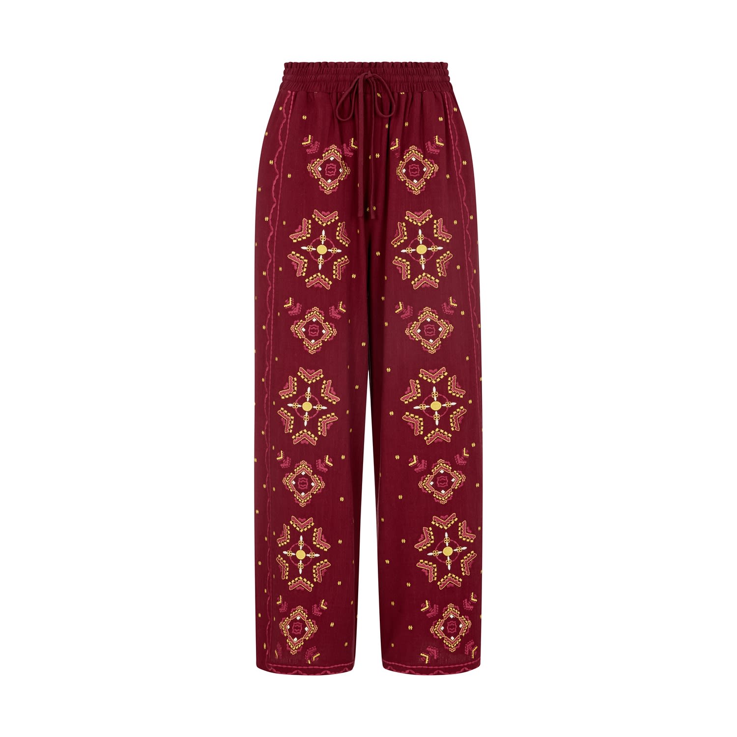 Raffya Women's Penny Wide Leg Embroidered Trouser In Aubergine In Brown