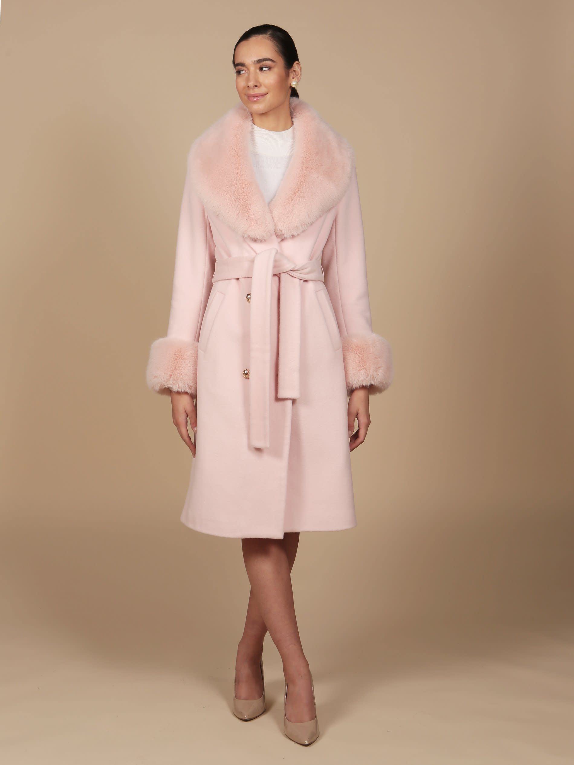 Marlene' 100% Cashmere & Wool Coat In Rosa | Santinni | Wolf & Badger