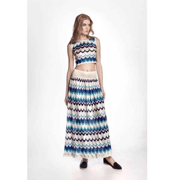 Rumour London Tahiti Wavy Striped Maxi Skirt In Maxi