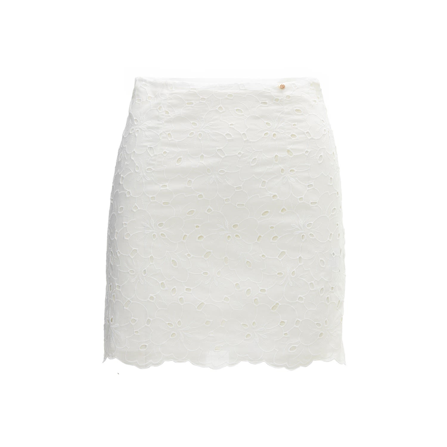 Nissa Women's Embroidered Cotton Skirt White
