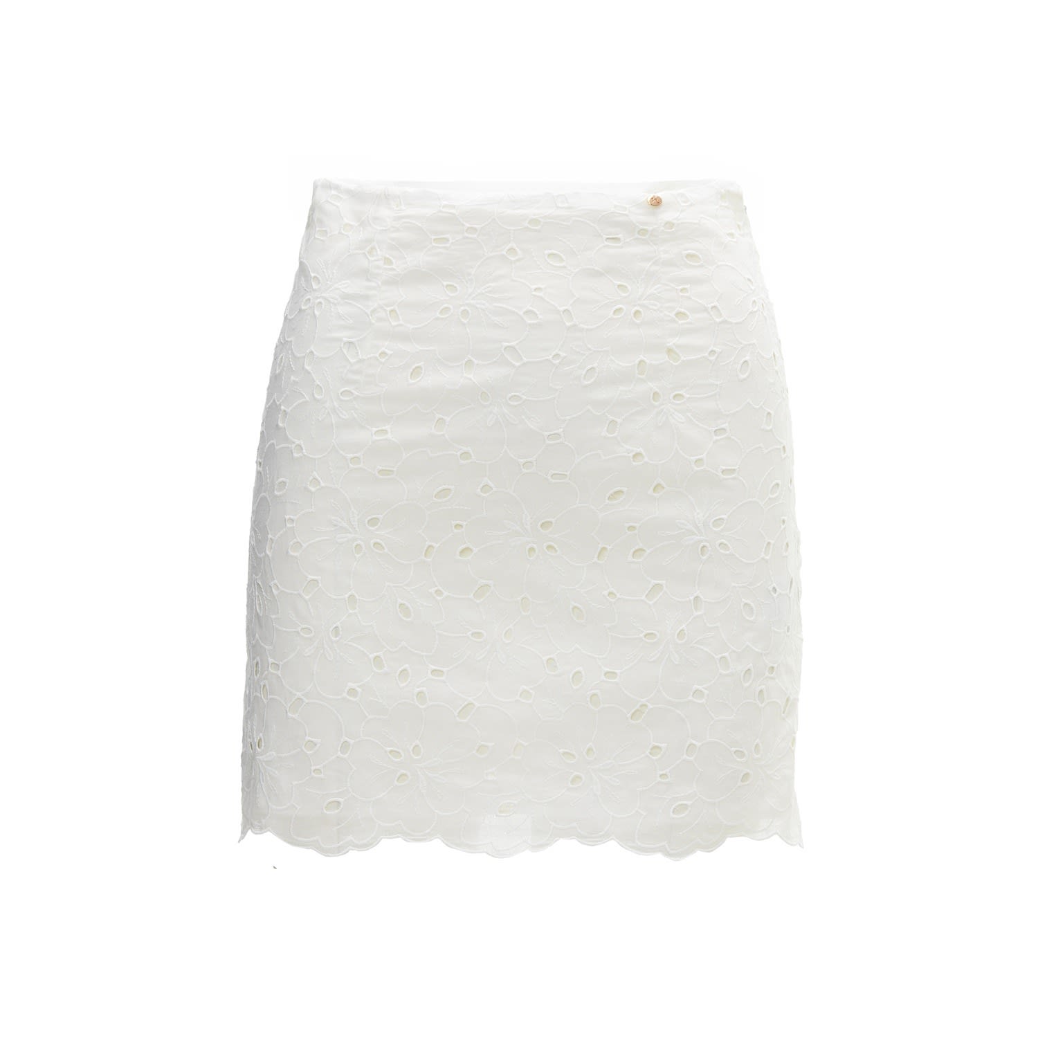 Women's Embroidered Cotton Skirt White