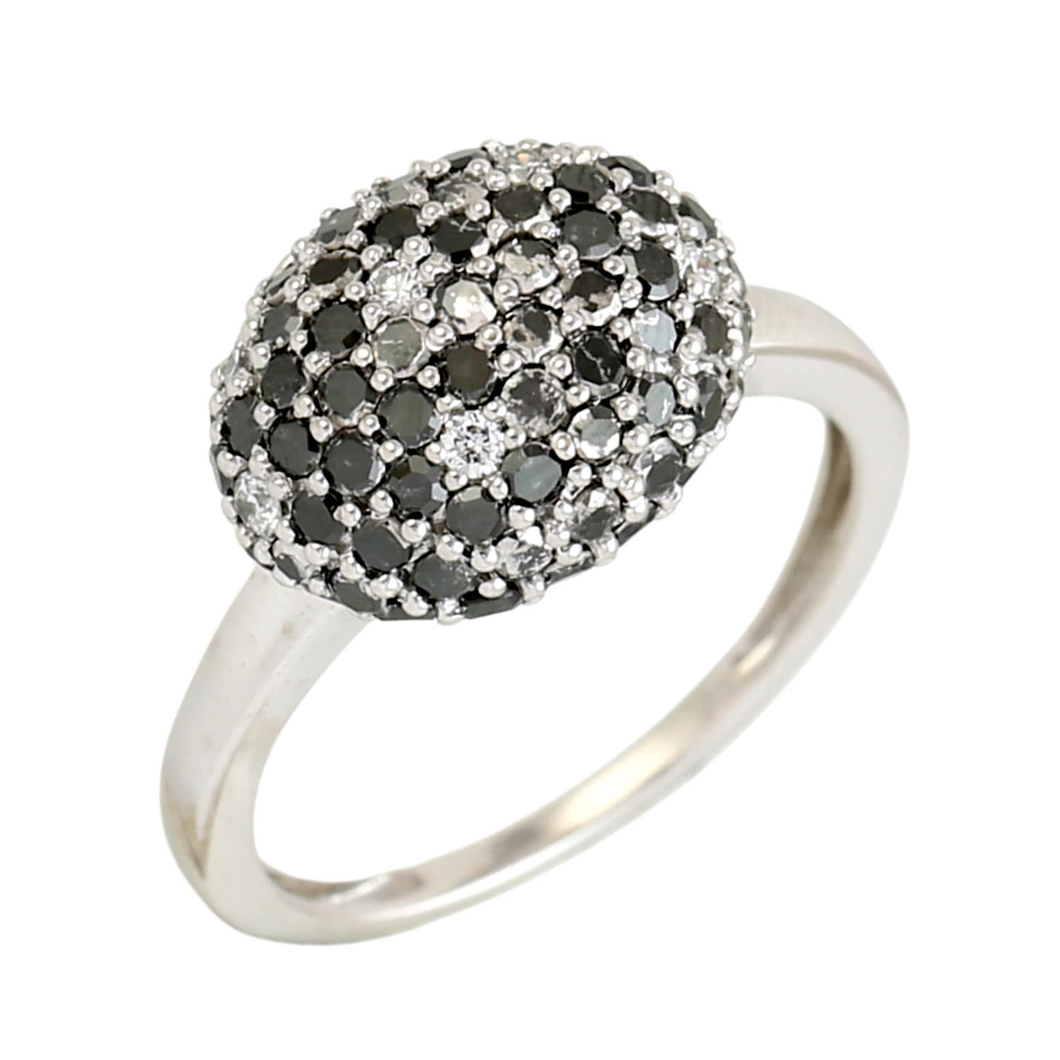 Artisan Women's White / Black Natural Black & White Diamond Cocktail Ring In White Gold