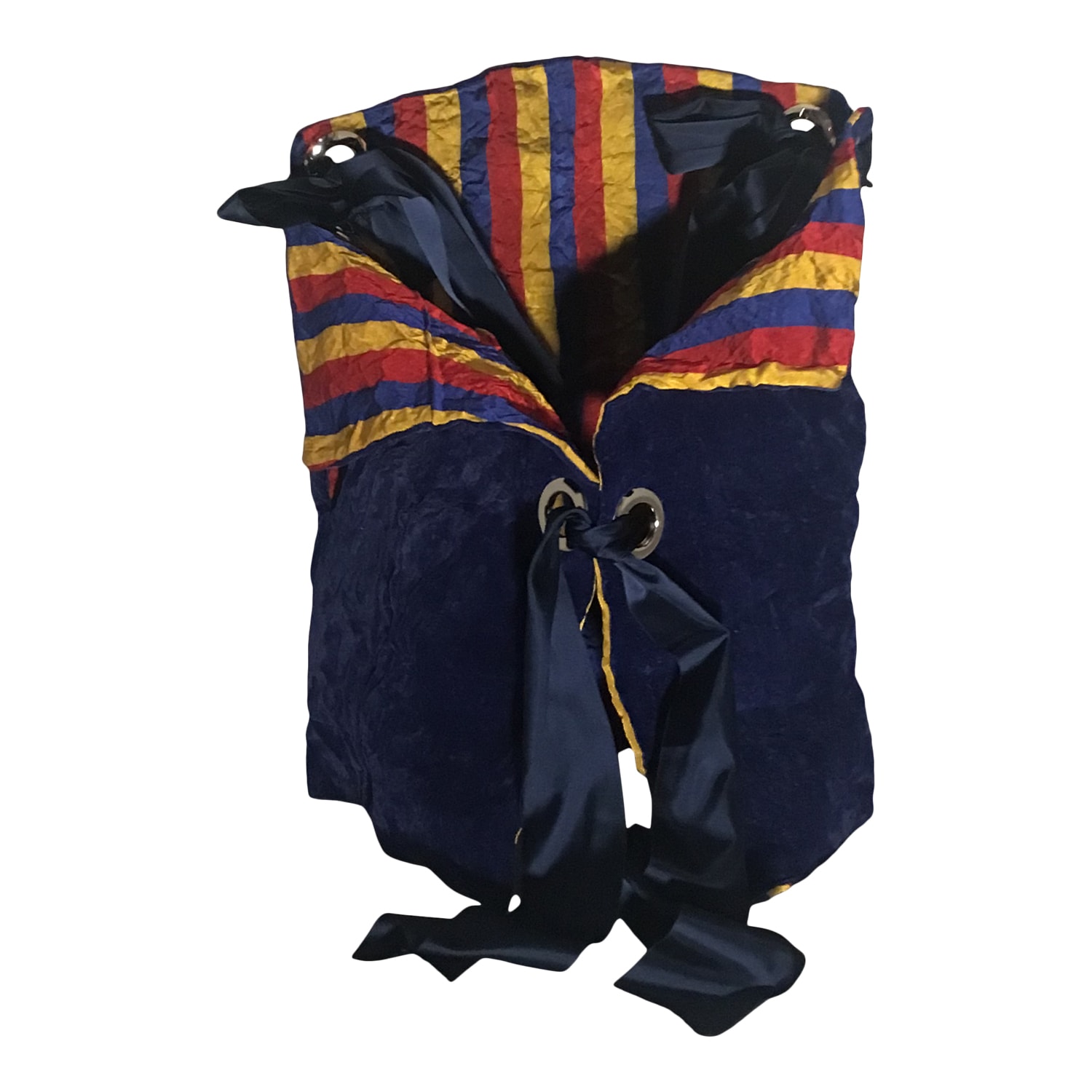 Romer Millinery Women's Blue / Gold / Red Morphy Moldable Vest In Blue Velvet & Silk Twill In Blue/gold/red