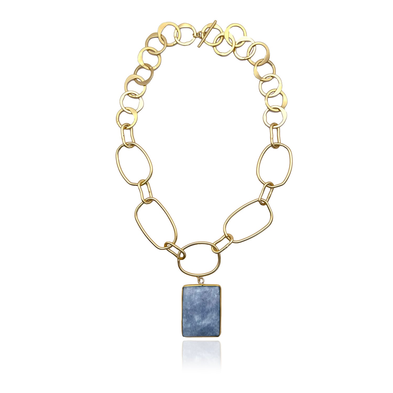 Rare Matters Jewelry Women's Luxe Blue Aventurine Statement Chain Necklace