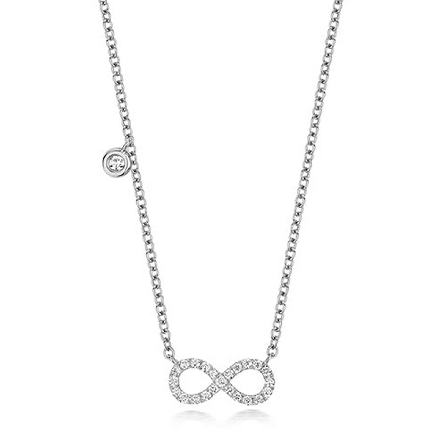 Women’s Diamond Infinity Solitaire Charm Necklace In White Gold Cervin Blanc