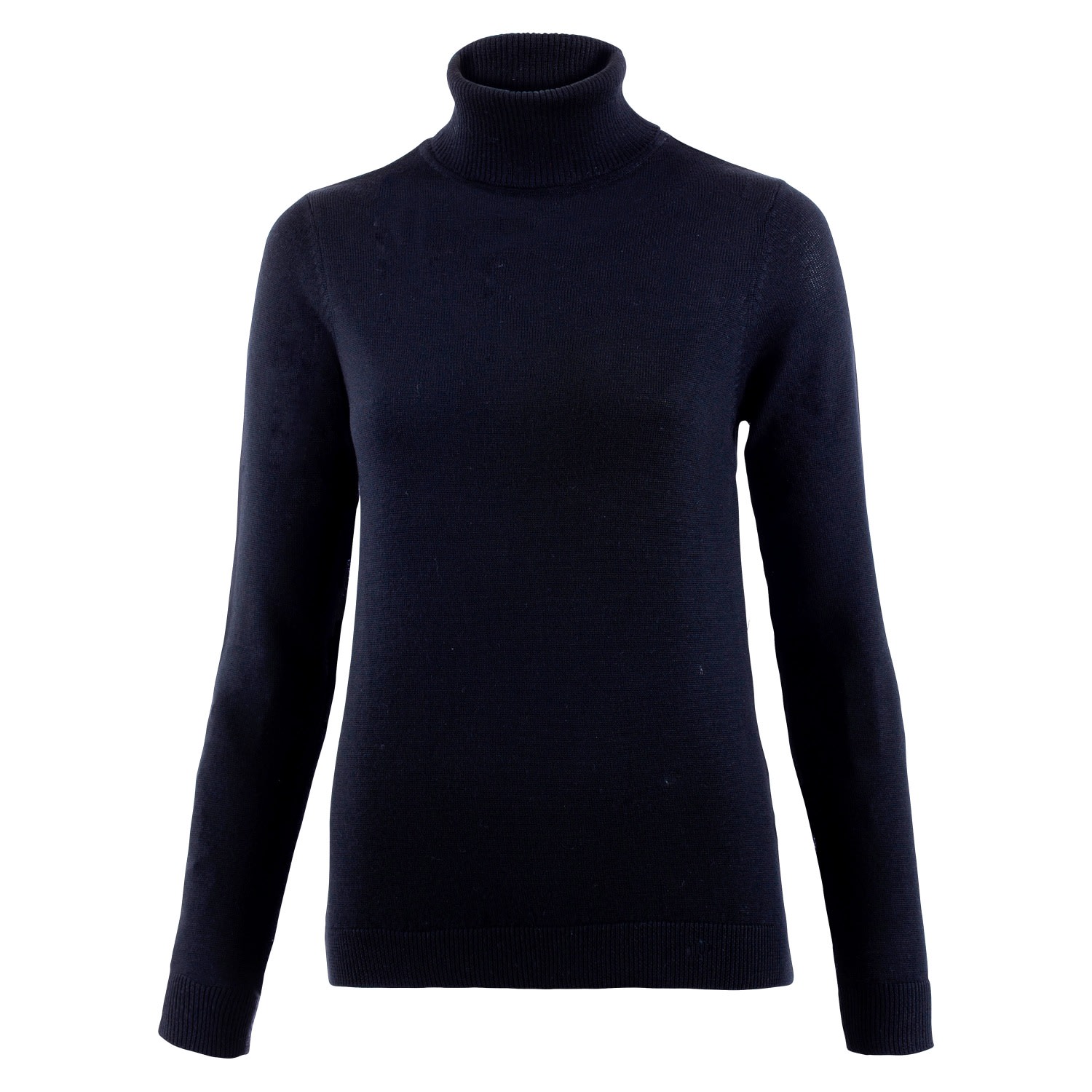 Blue Womens Pure Harriet Extra Fine Merino Wool Roll Neck Jumper - Navy Large Paul James Knitwear