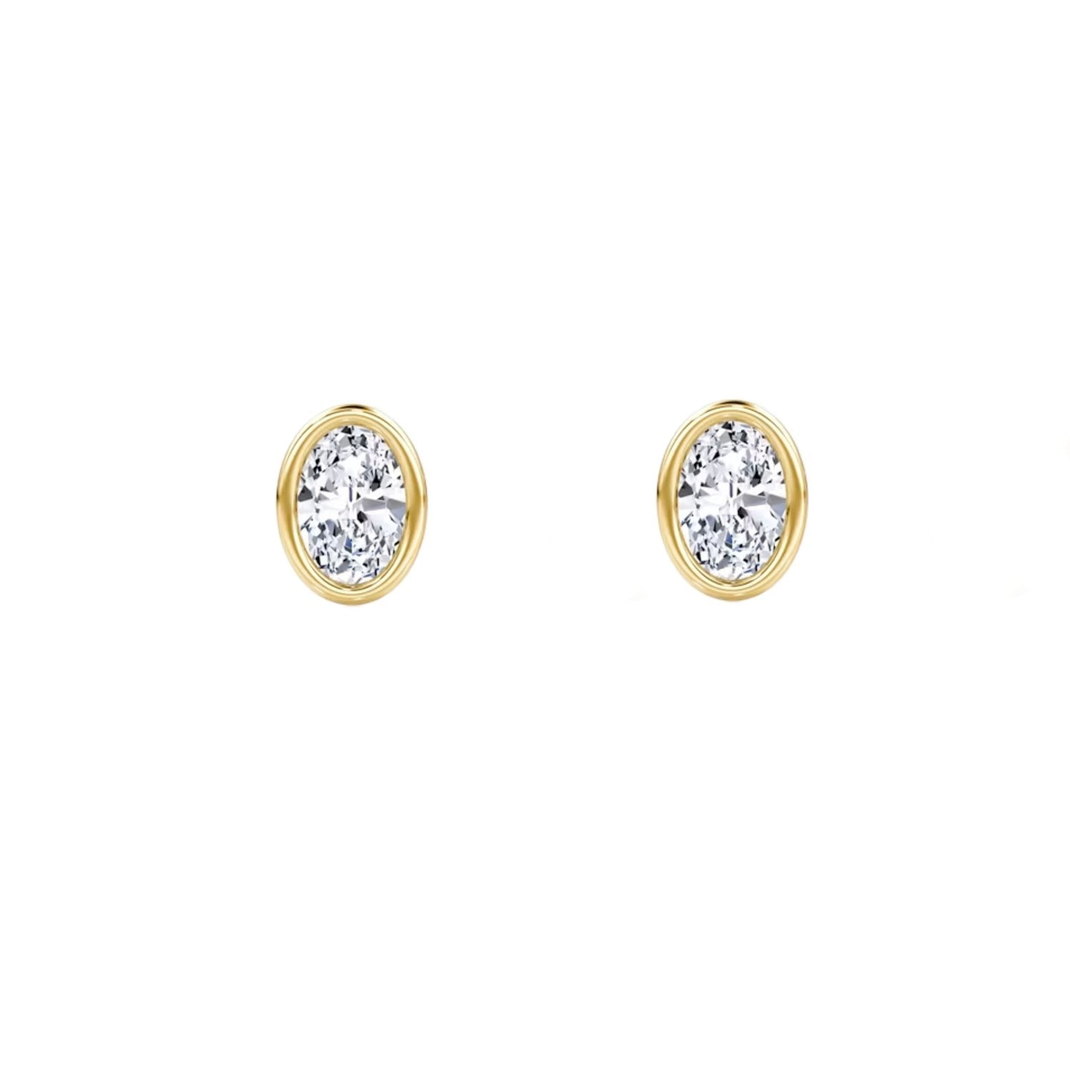 Lily Flo Jewellery Women's Gold Eclipse Oval Diamond Stud Earrings