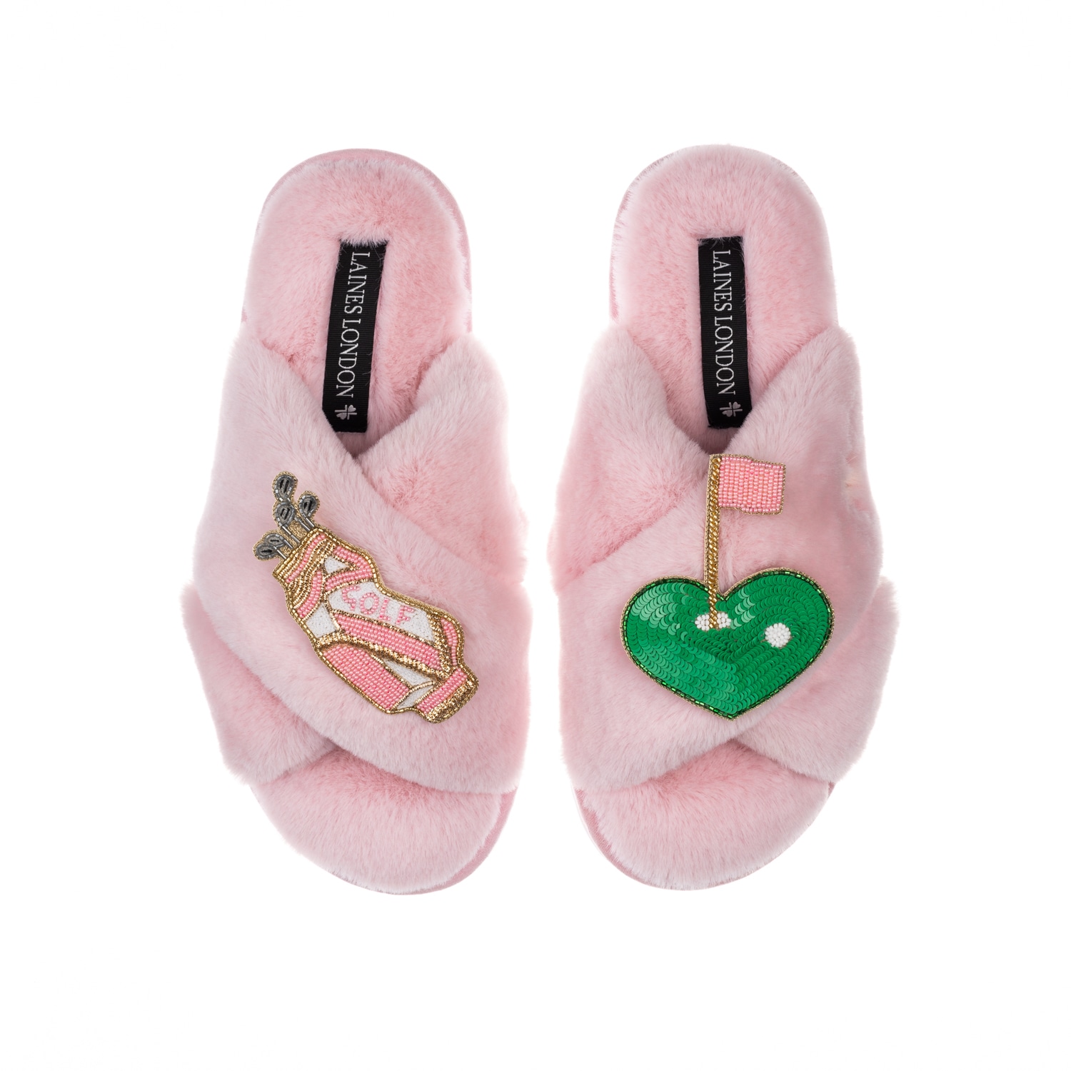 Laines London Women's Pink / Purple Classic Laines Slippers With Golf Lover Brooches - Pink In Pink/purple