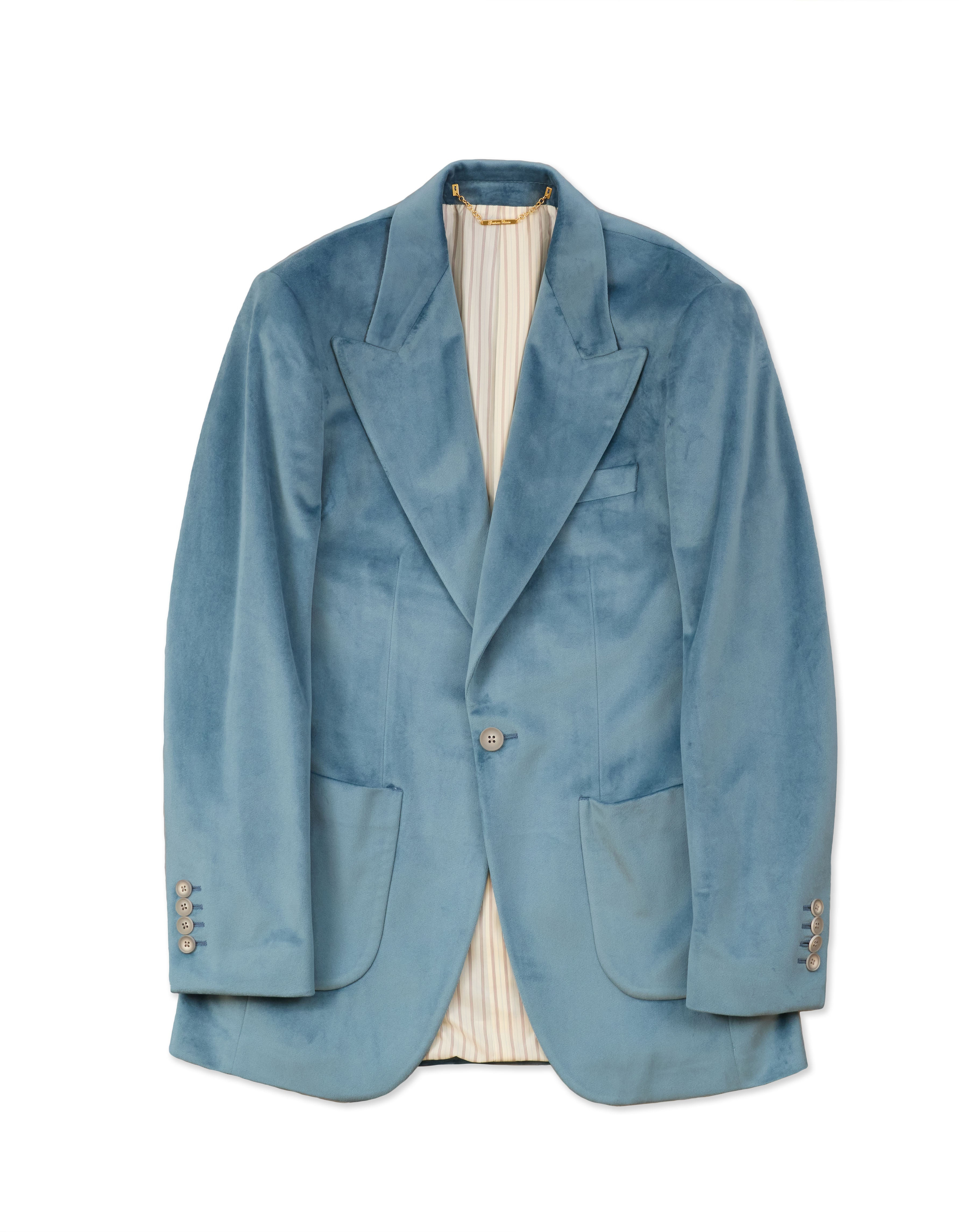 Gresham Blake Men's Light Blue Velvet Jacket