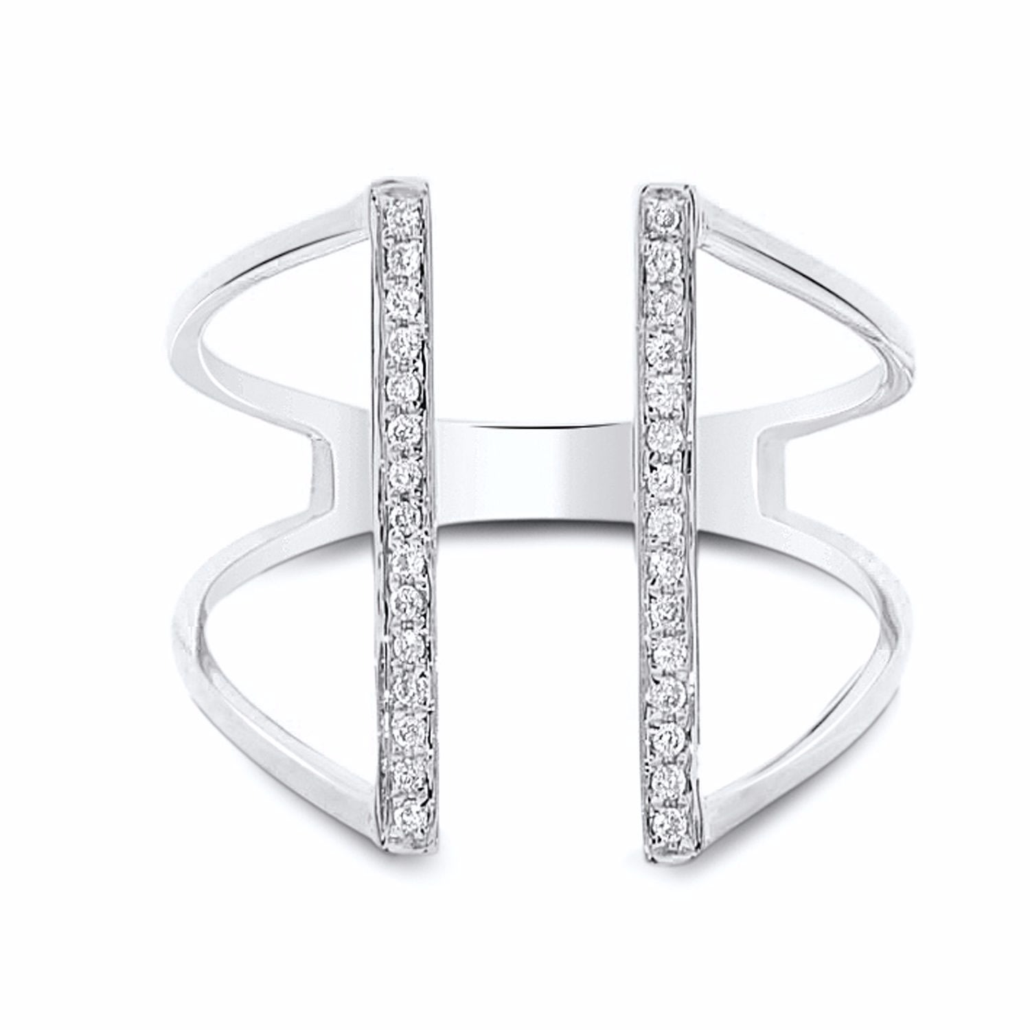 Women’s Bridge Diamond Ring 18K White Gold Cosanuova