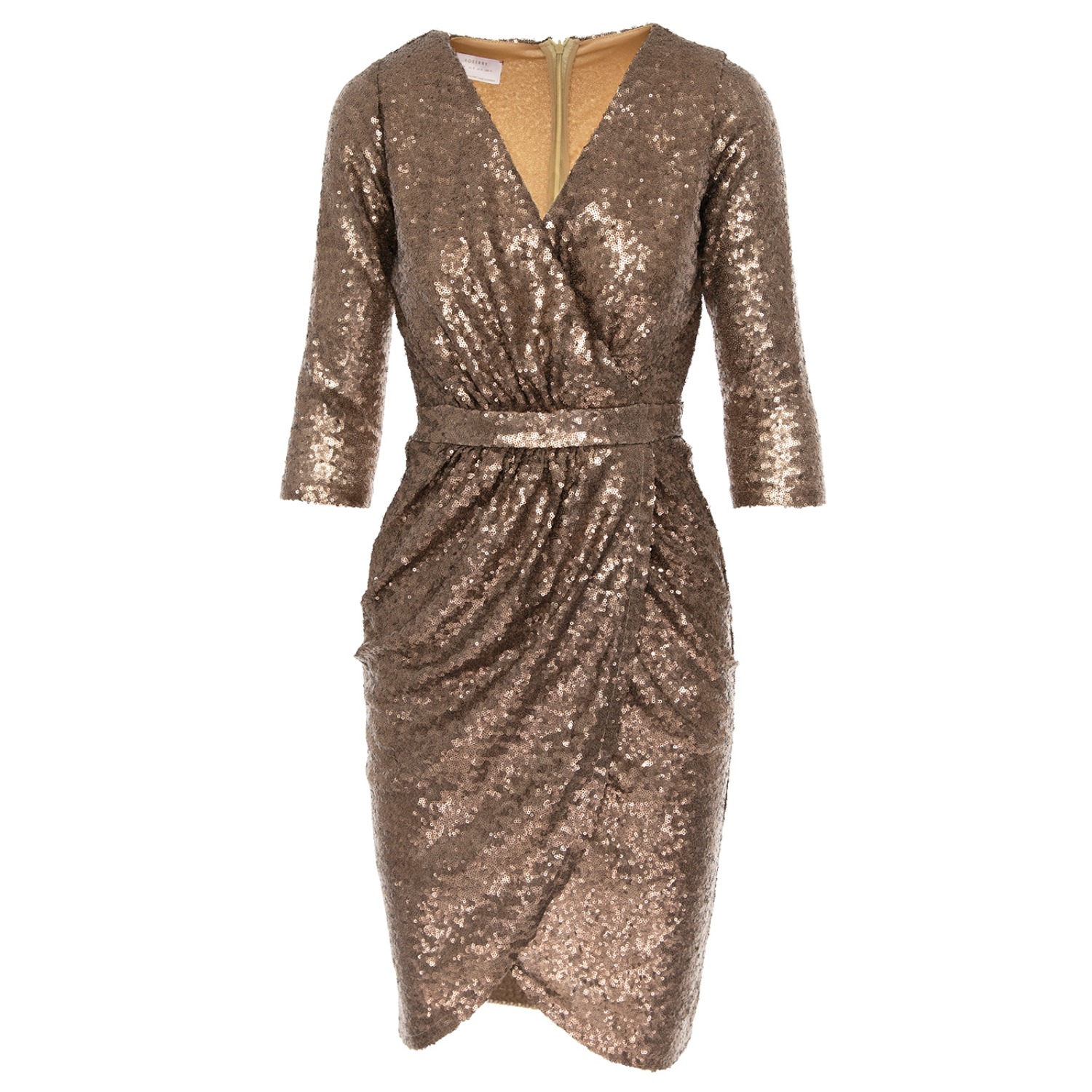 Dubai Wrap Sequin Midi Dress In bronze ...