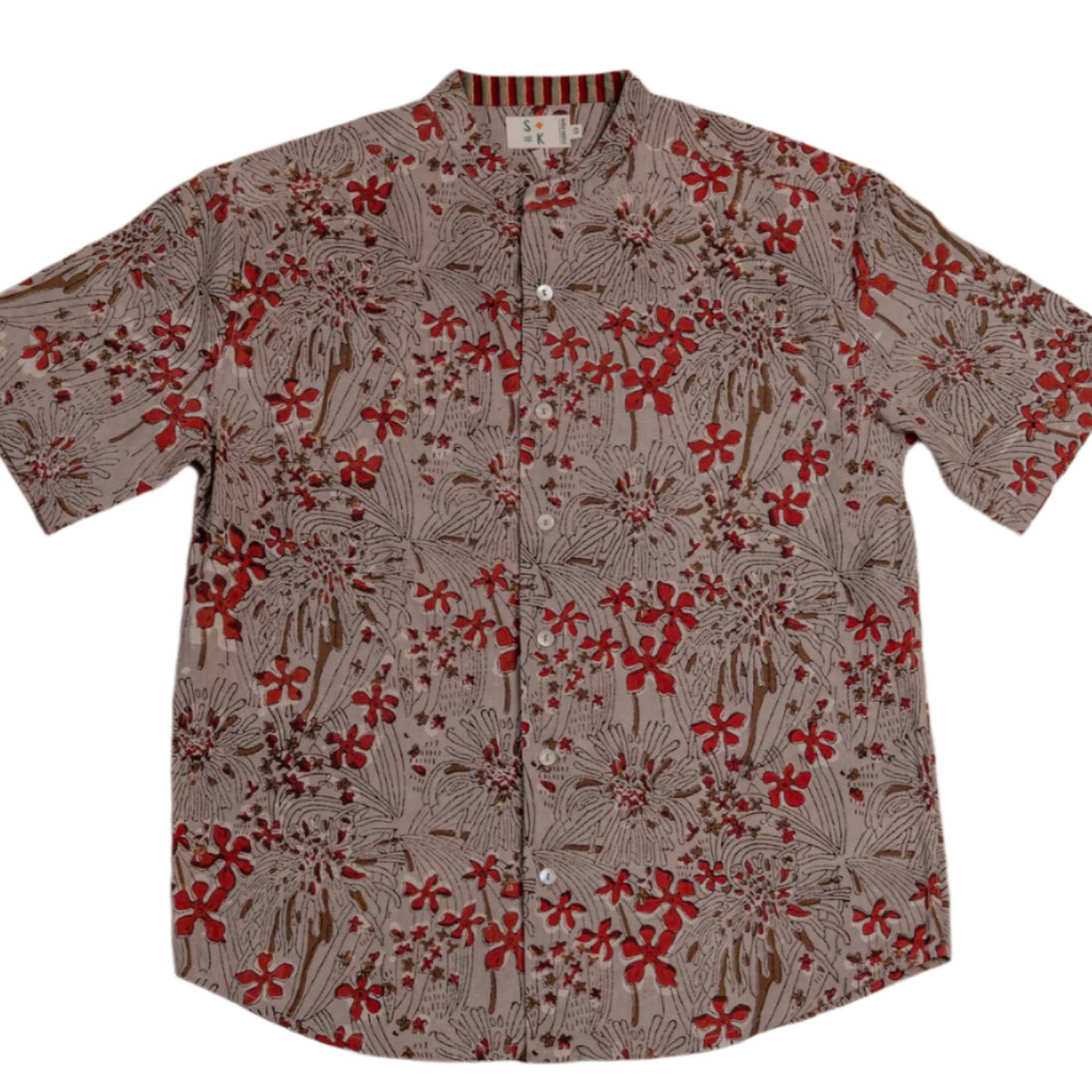 Studio Kibun Men's Nargis Unisex Handblocked Cotton Shirt