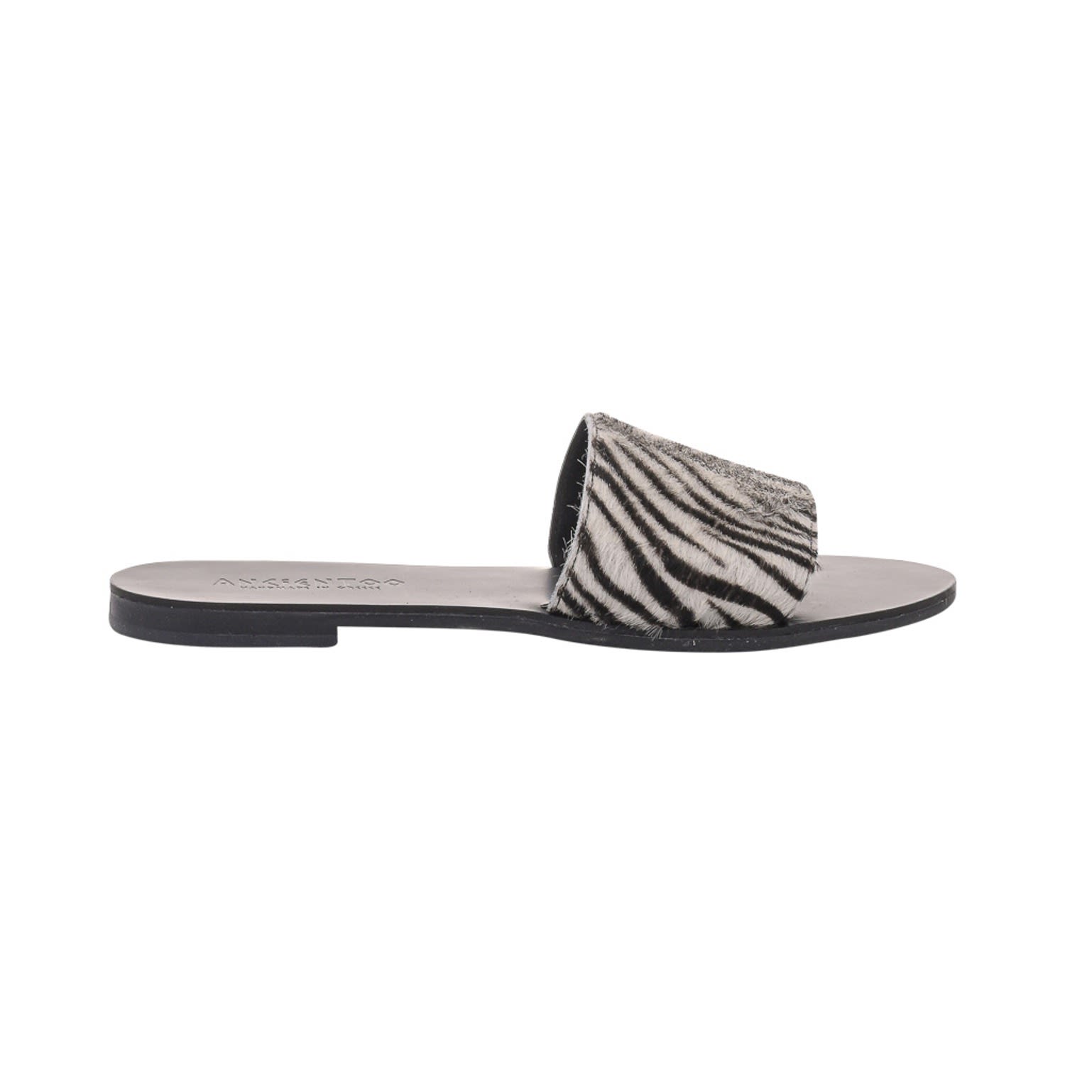 Ancientoo Women's Black Slides Hecate Zebra Print In Black