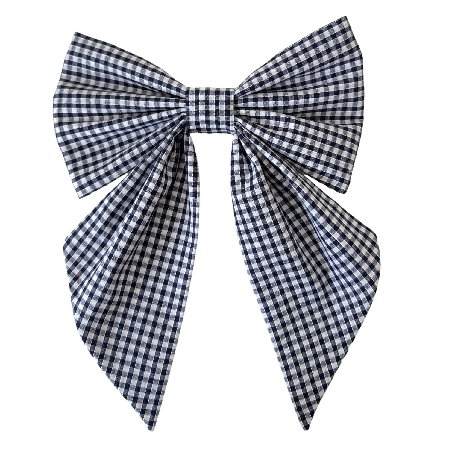 Sylki Women's Blue Hair Bow Clip - Navy Gingham