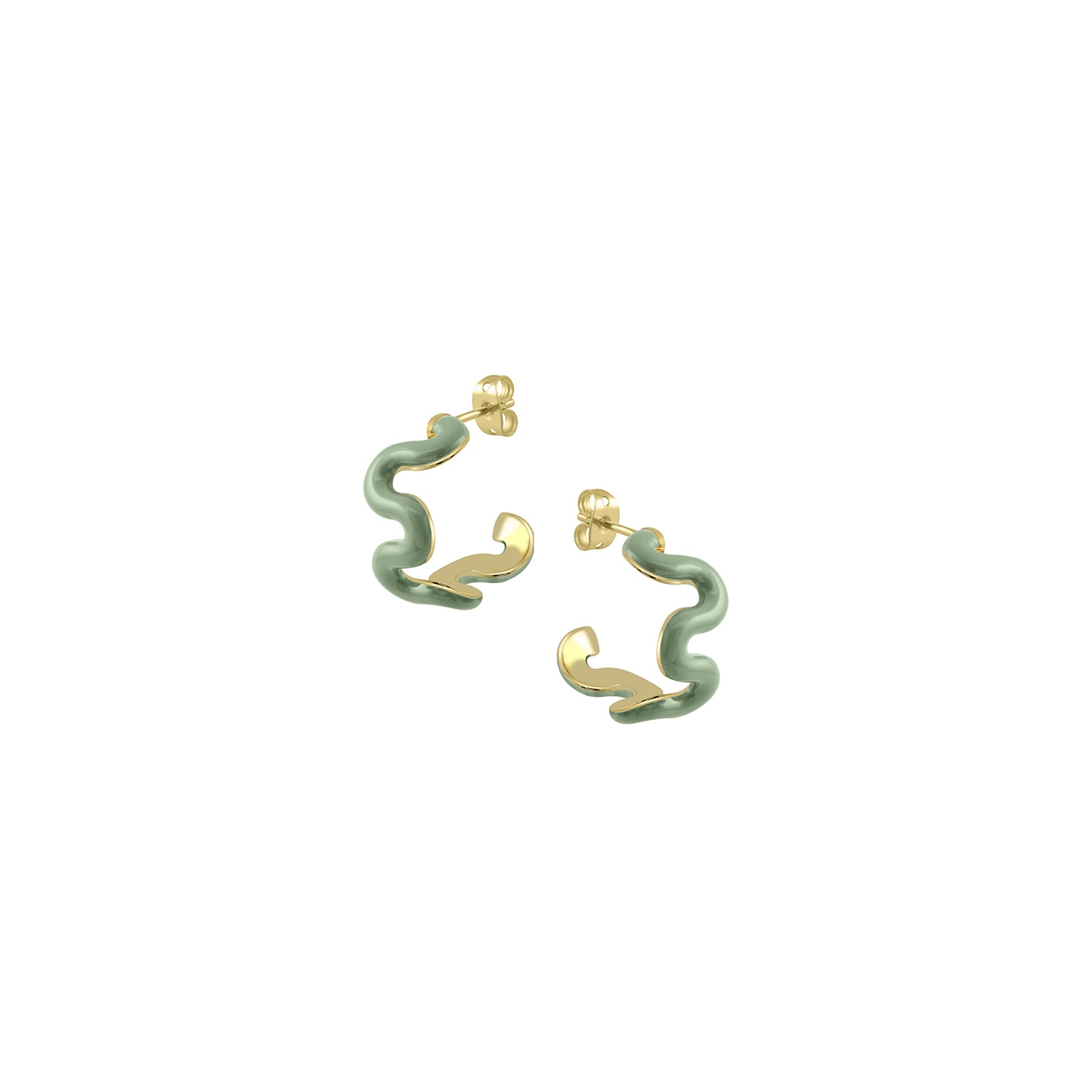 Lunaya Jewelry Women's Swirl Enamel Hoops - Sage Green