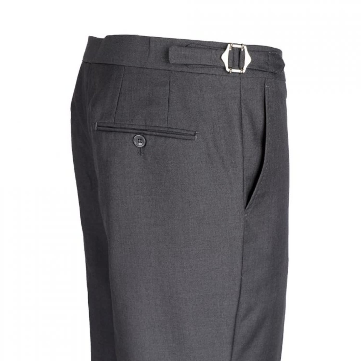 Plain Smart Trousers With Side Adjusters – Charcoal | DAVID