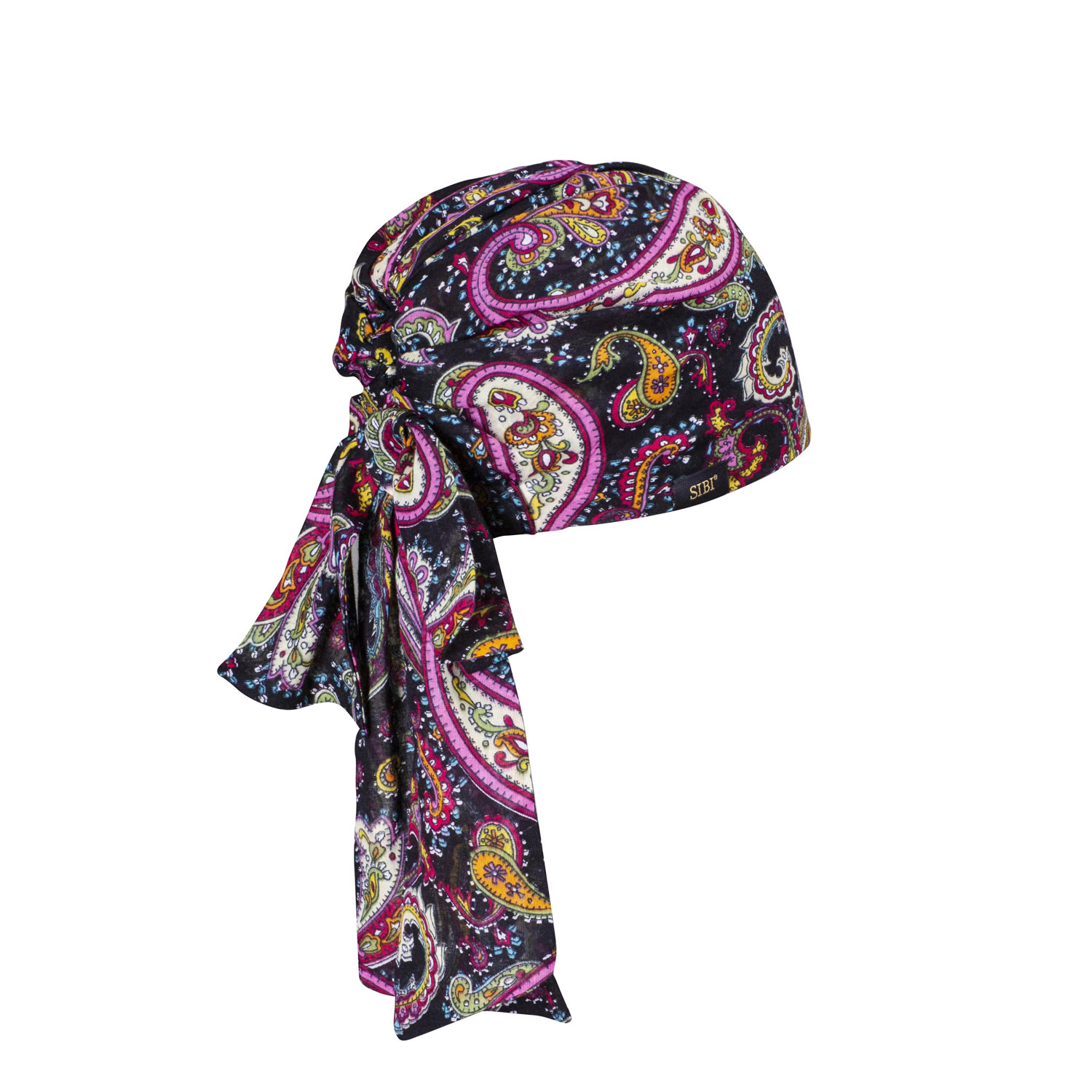 Women’s Neli - Black Paisley Print Cotton Bandana Small Sibi Hats