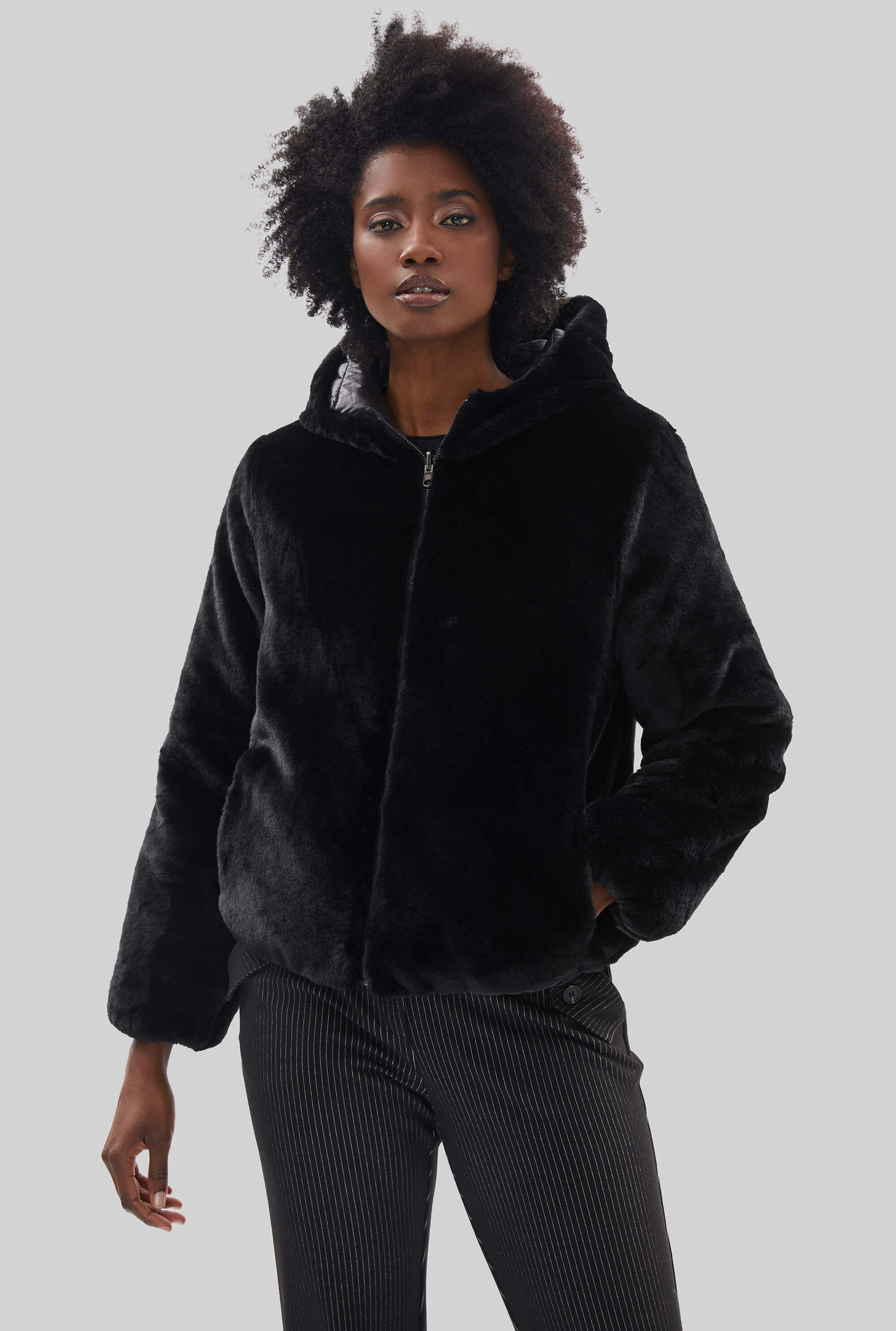 Reversible Faux Fur Hoodie by POOK