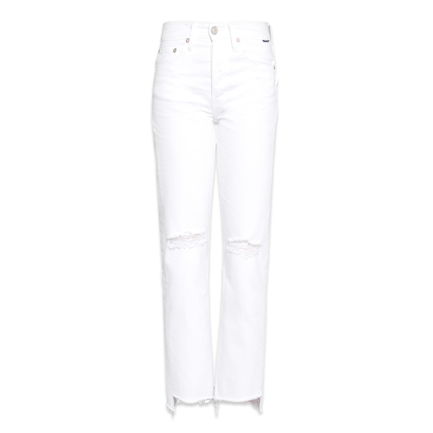Noend Denim Claude High Rise Straight Crop Jeans In White In White