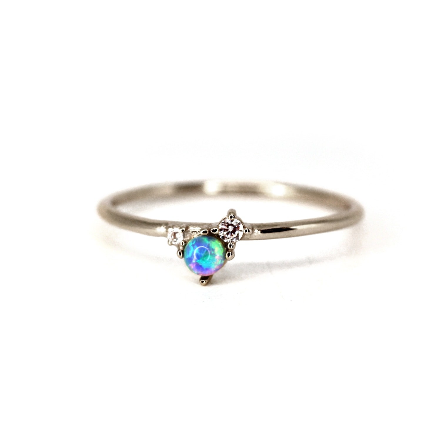 Vicstonenyc Fine Jewelry Women's Natural Opal And Diamond White Gold Ring