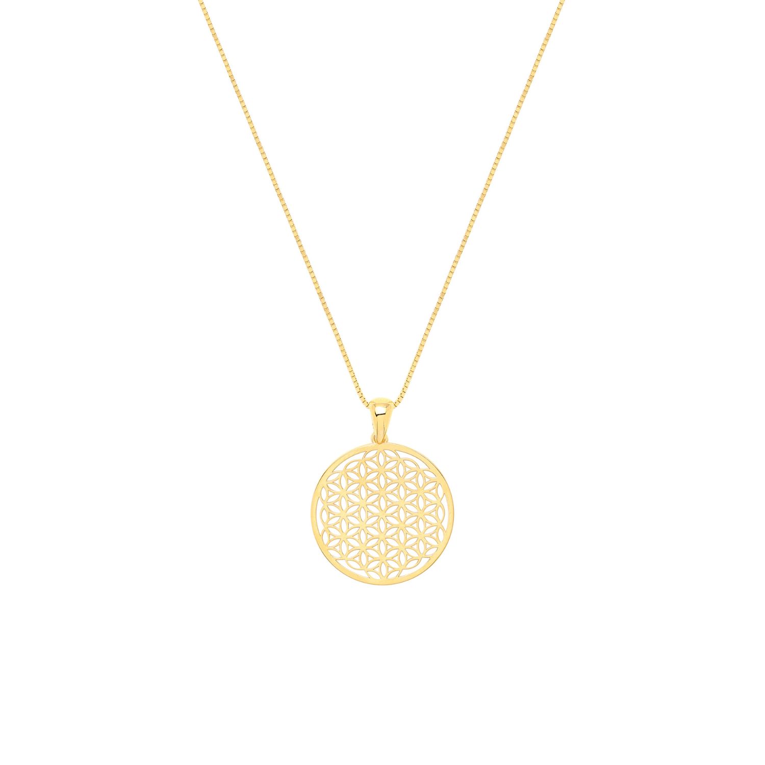 Women’s Flower Of Life Spiritual Expansion Necklace, Gold Over Sterling Silver Seven Saints