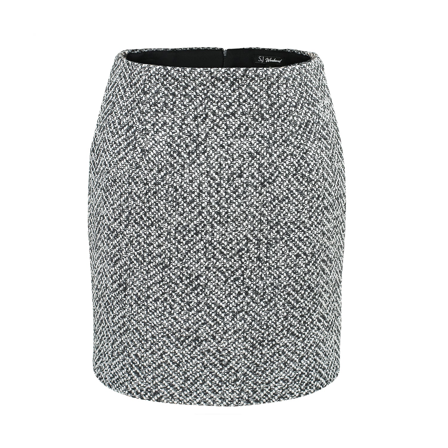Smart And Joy Women's Grey Straight Short Tweed Skirt In Grey