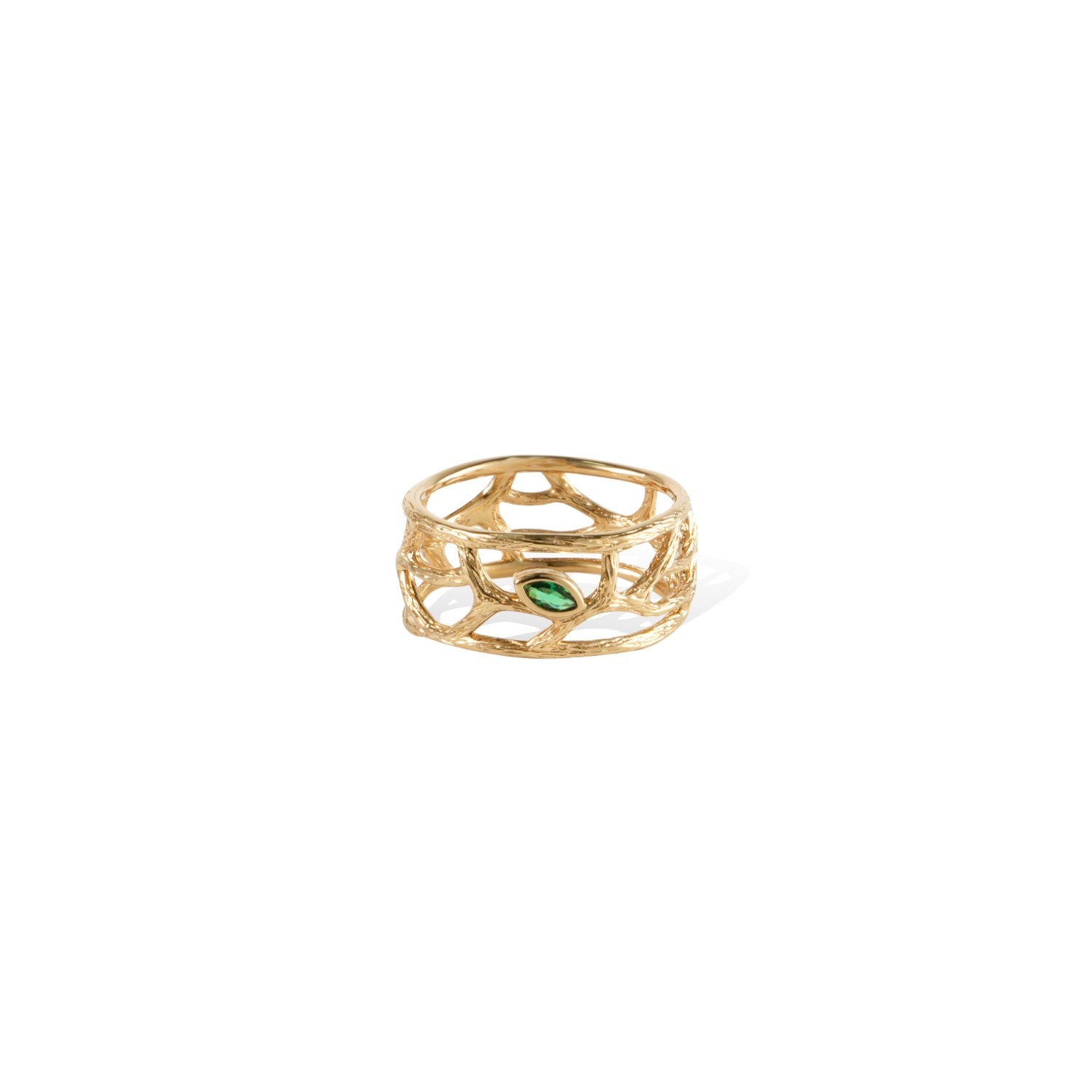 Retro Chic Women's Gold / Green Verdant Whisper Ring In Multi