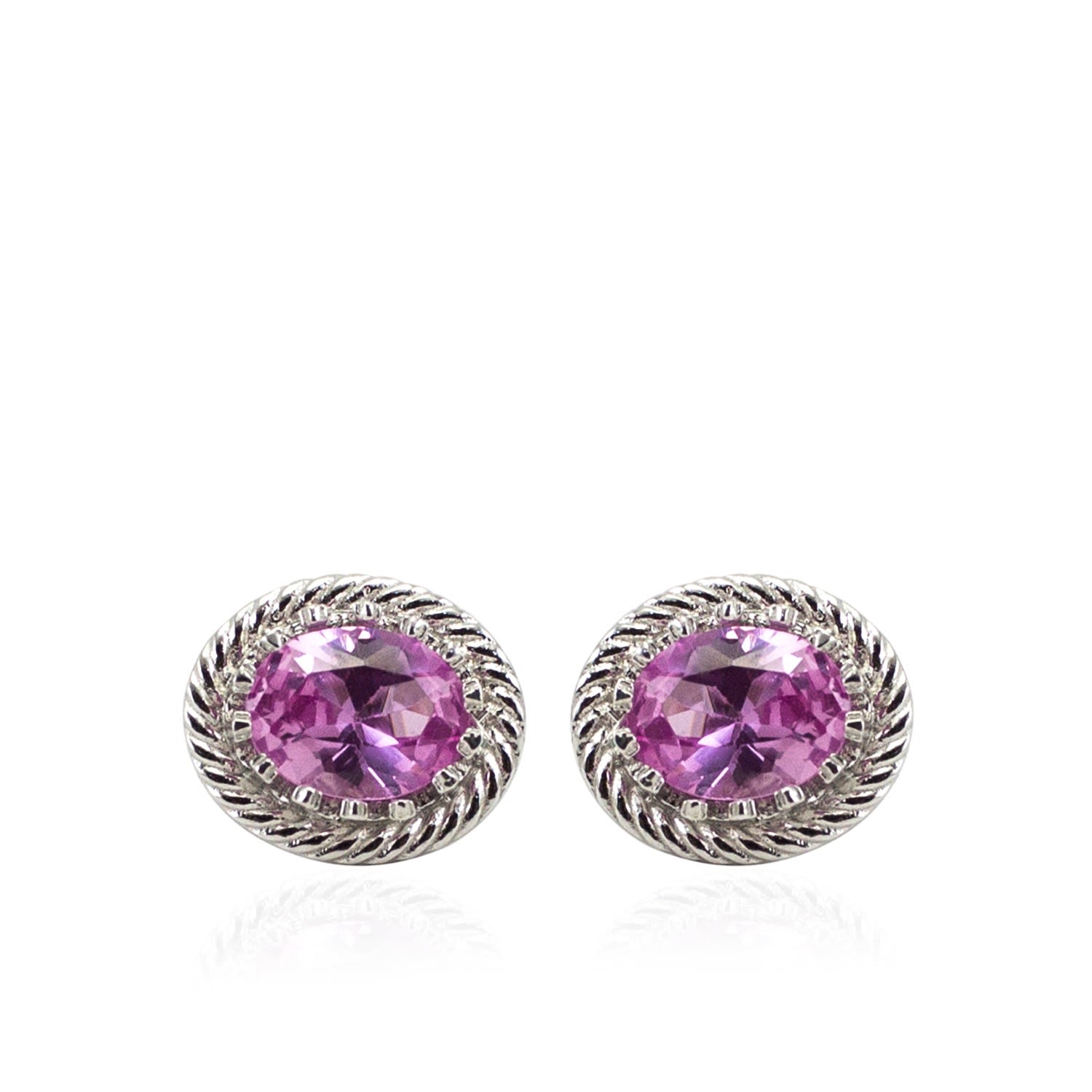 Women’s Pink / Purple / Silver Luccichio Pink Agate Stud Earrings Vintouch Italy