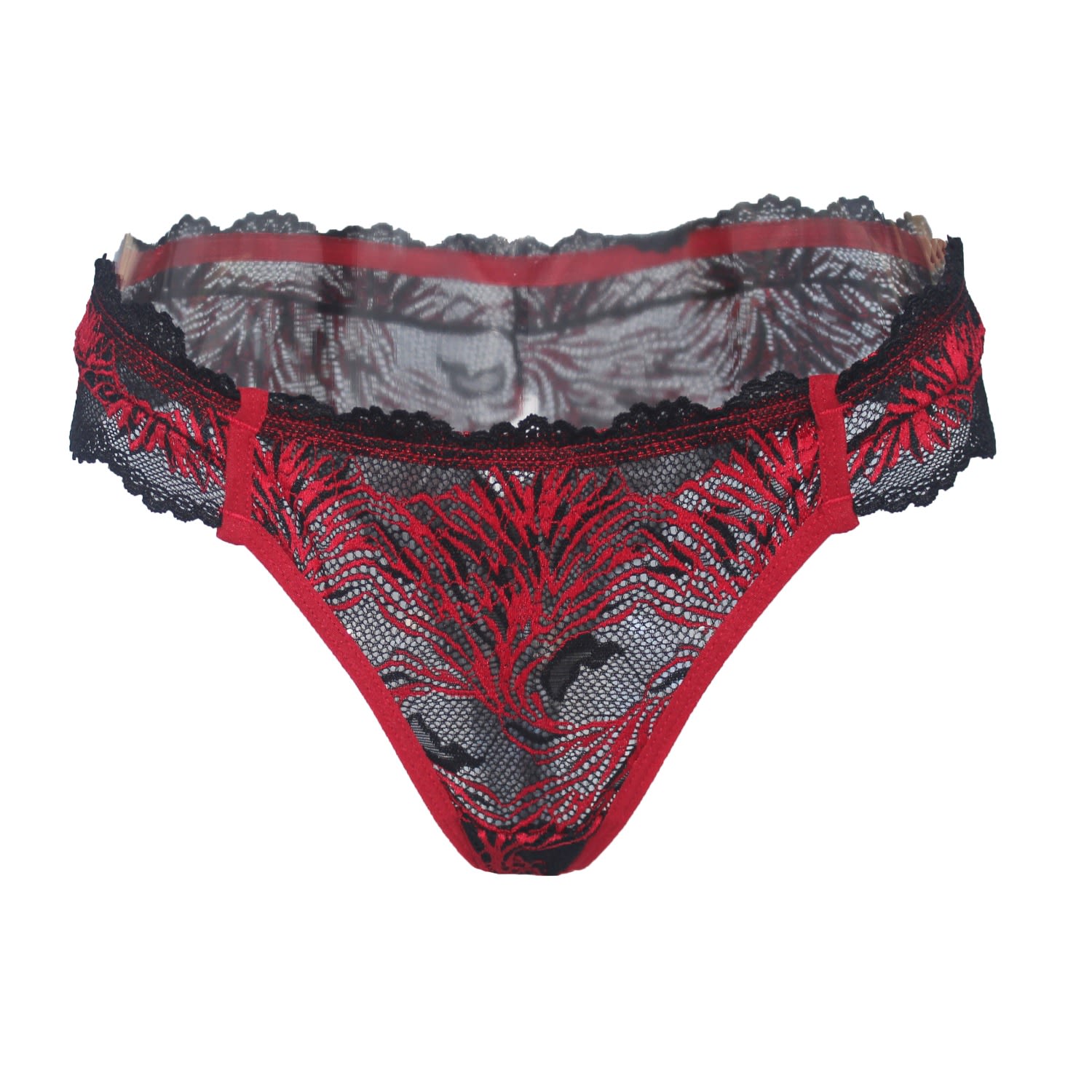 Carol Coelho Women's Black Pomegranate Love Lace Tanga In Red