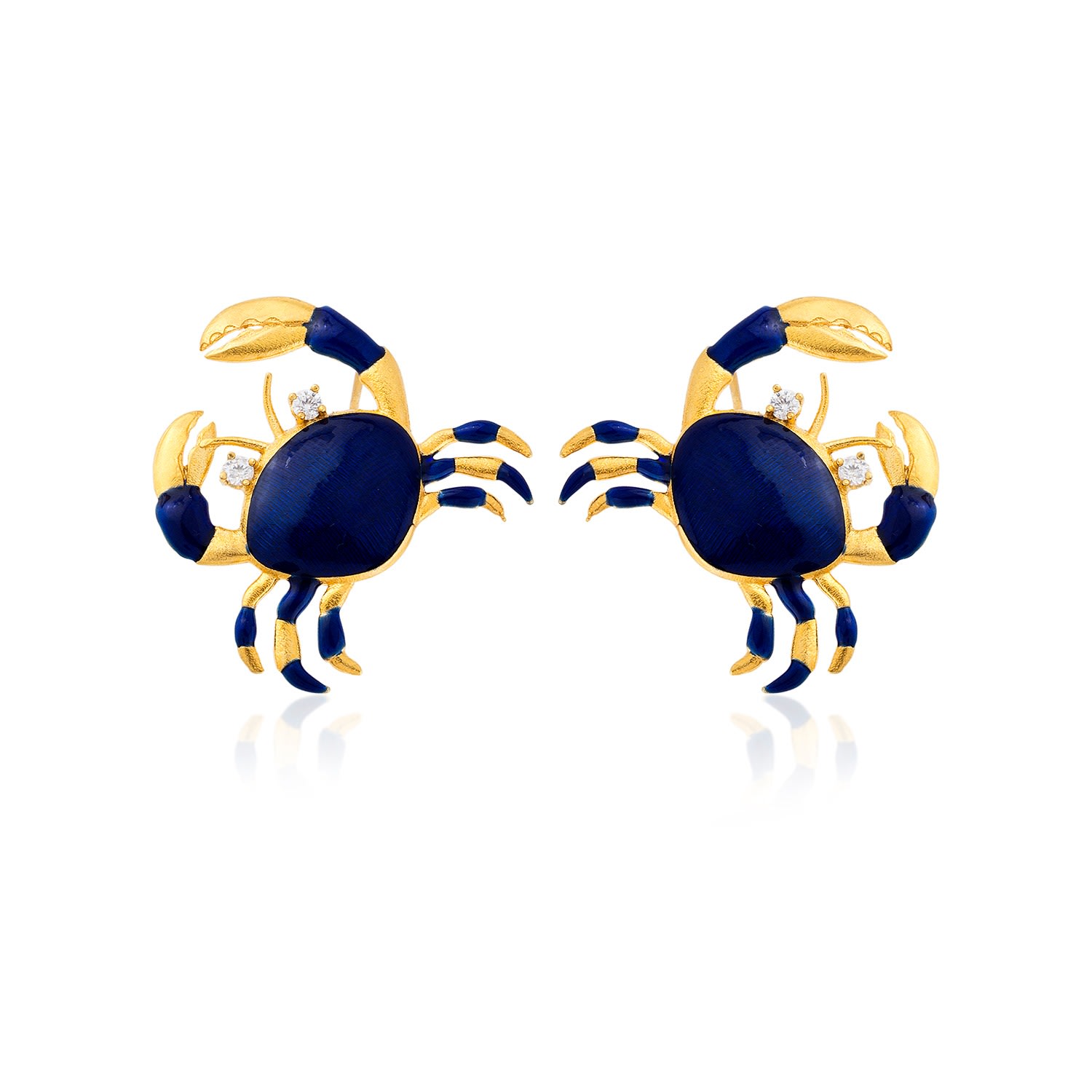 Milou Jewelry Women's Navy Blue Crab Earrings