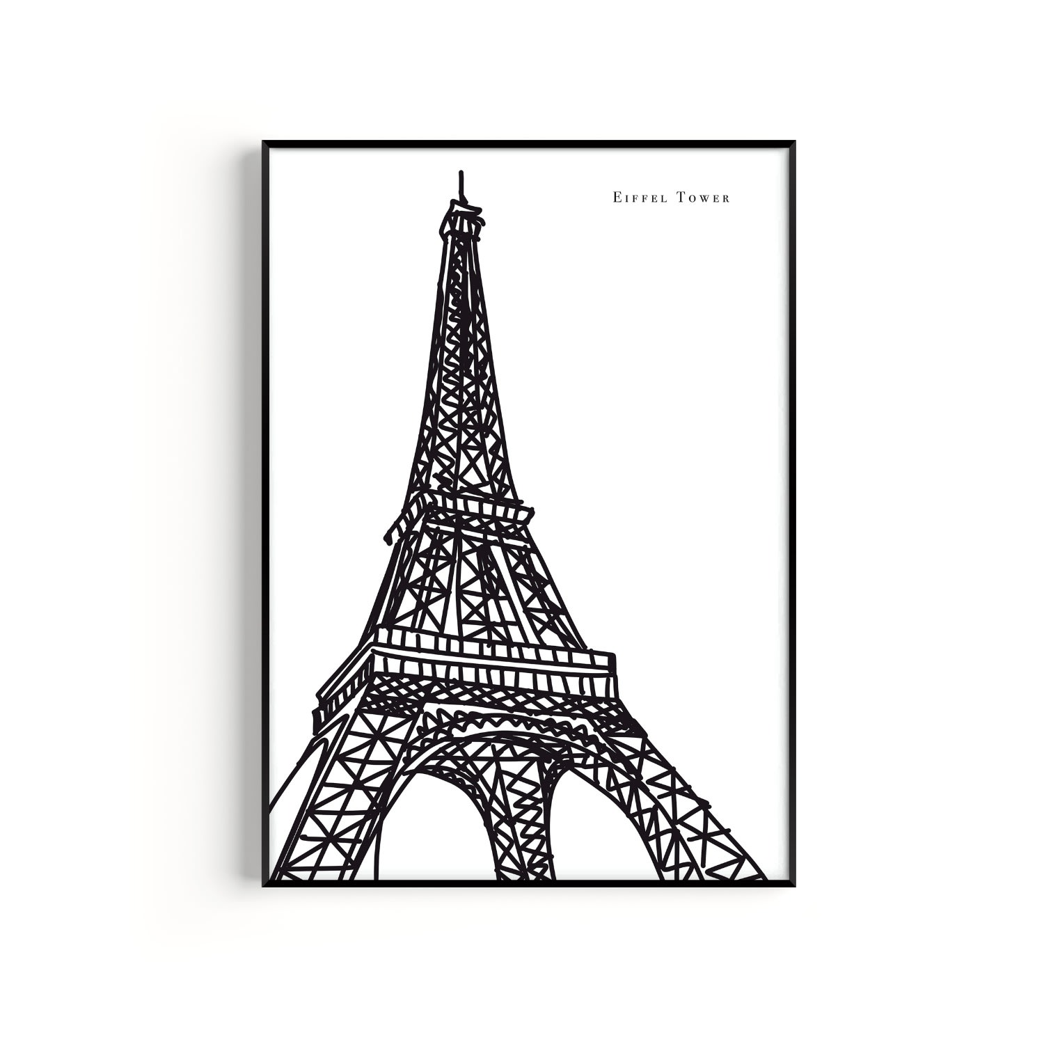 Natalie Cass Art Black / White Eiffel Tower Art Print - A2 In Black/white