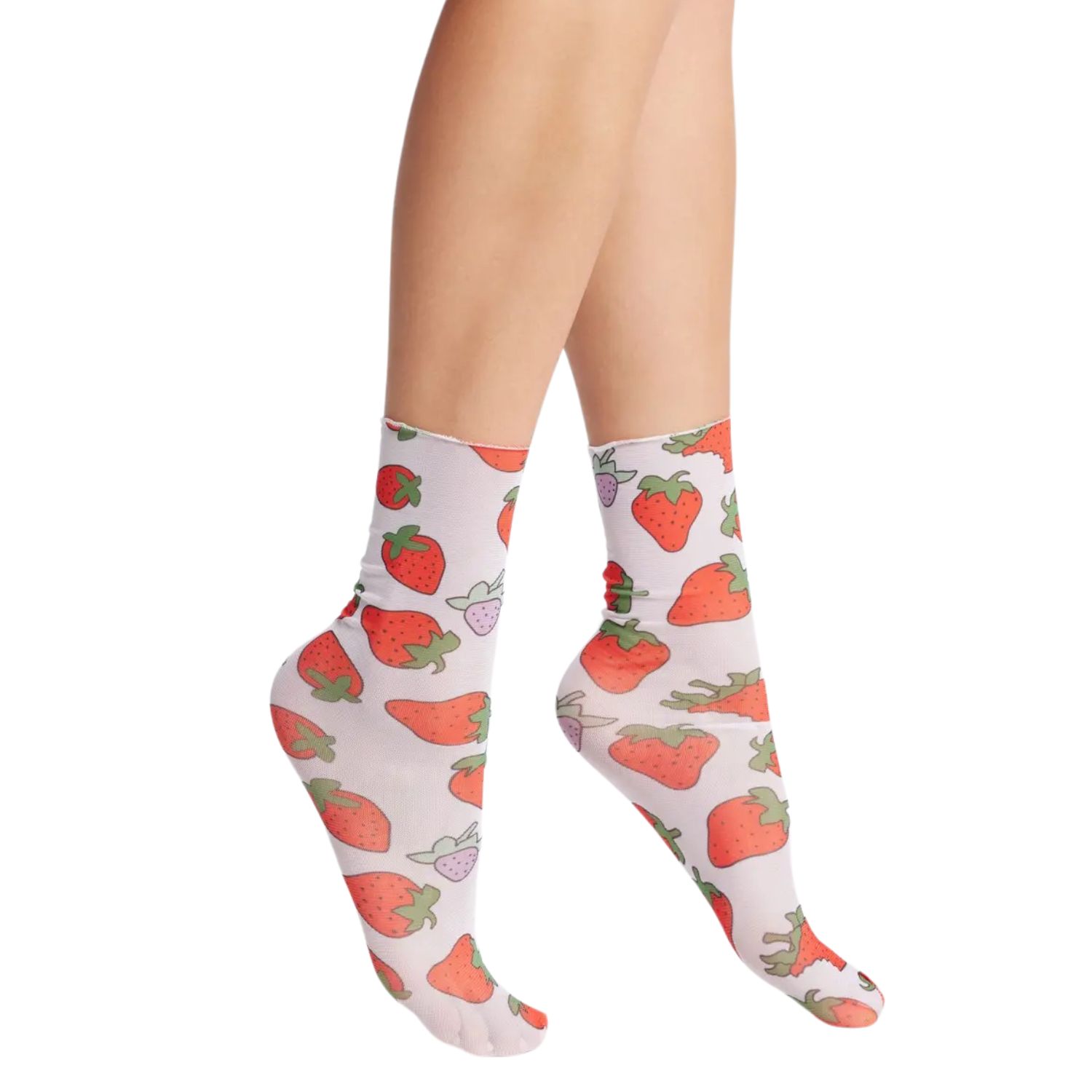 High Heel Jungle By Kathryn Eisman Women's Retro Strawberry Fields Sock In Red