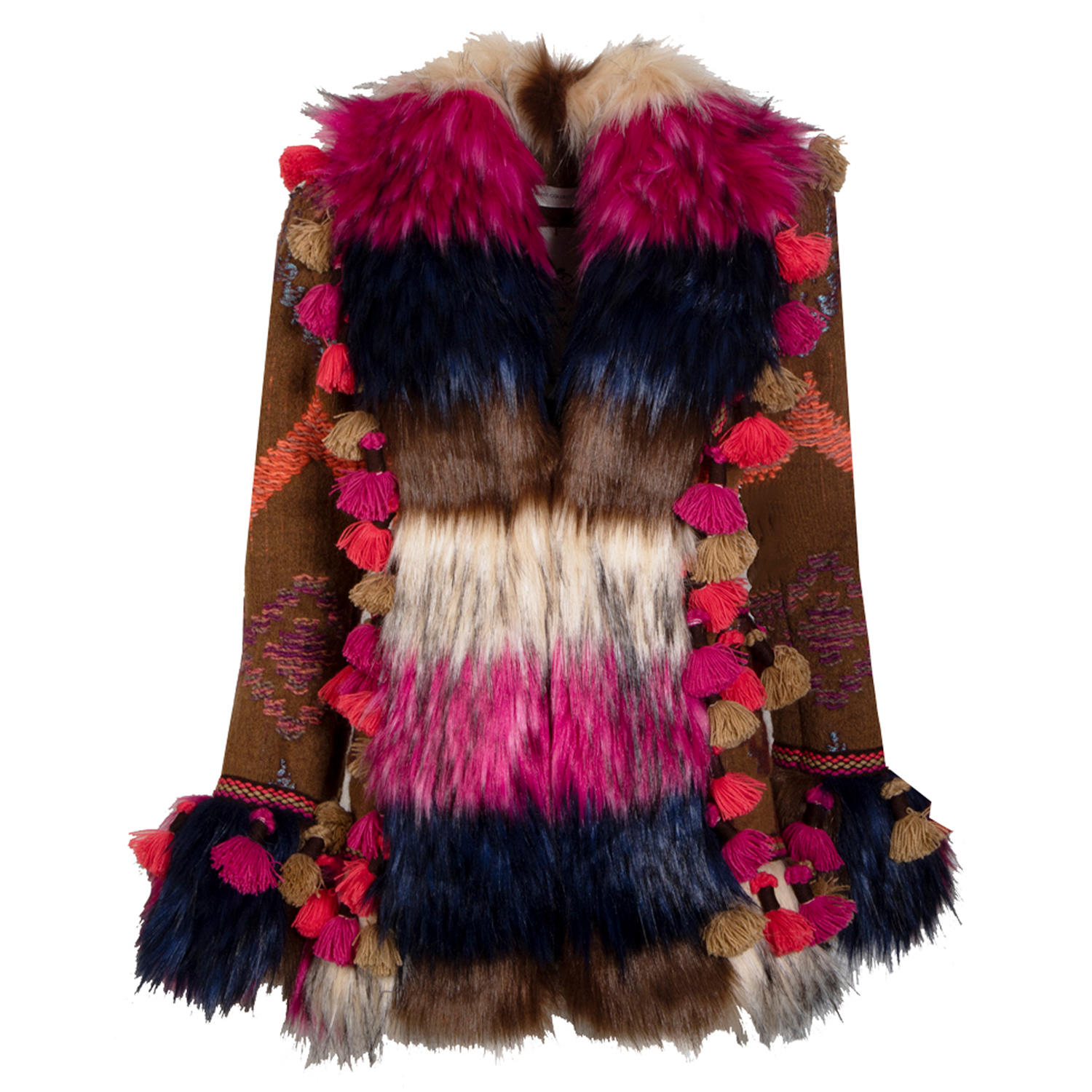 The Extreme Collection Women's Brown Mathis Fur-effect Jacquard Wool Jacket In Multi