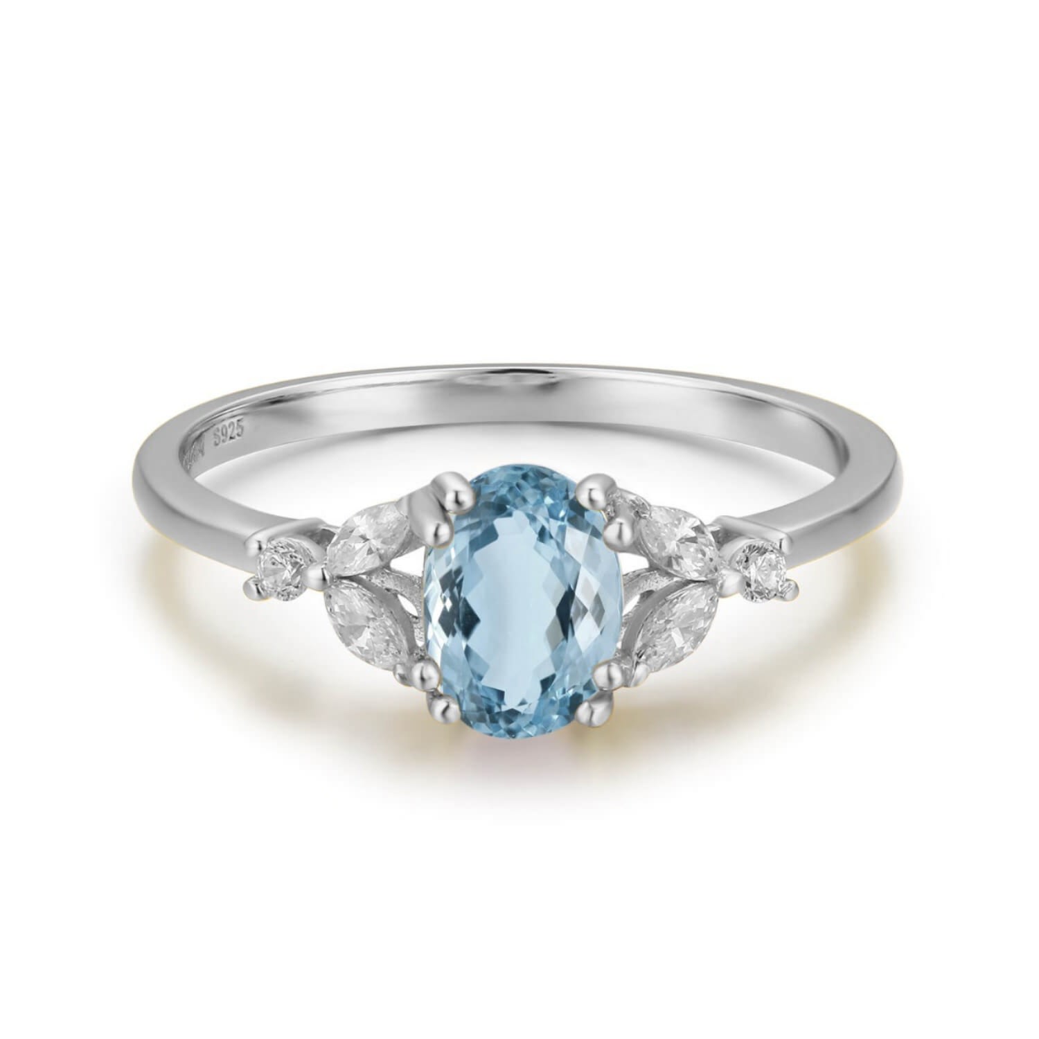 Women’s Silver Stellar Aquamarine Ring White Gold Vermeil Azura Jewelry New York