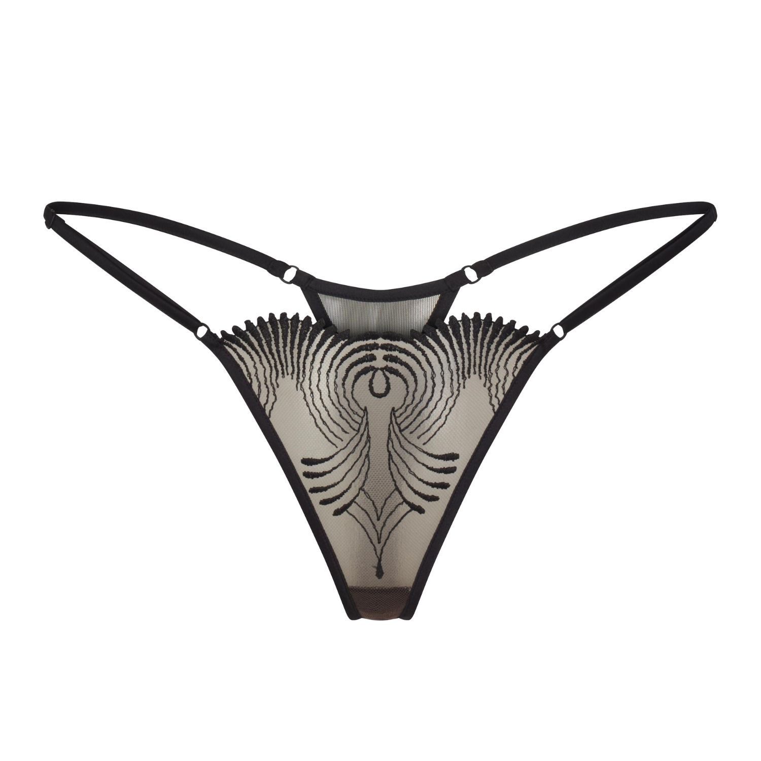 Lunatic Femme Women's Neutrals Love Triangle Embroidered Mini G-string