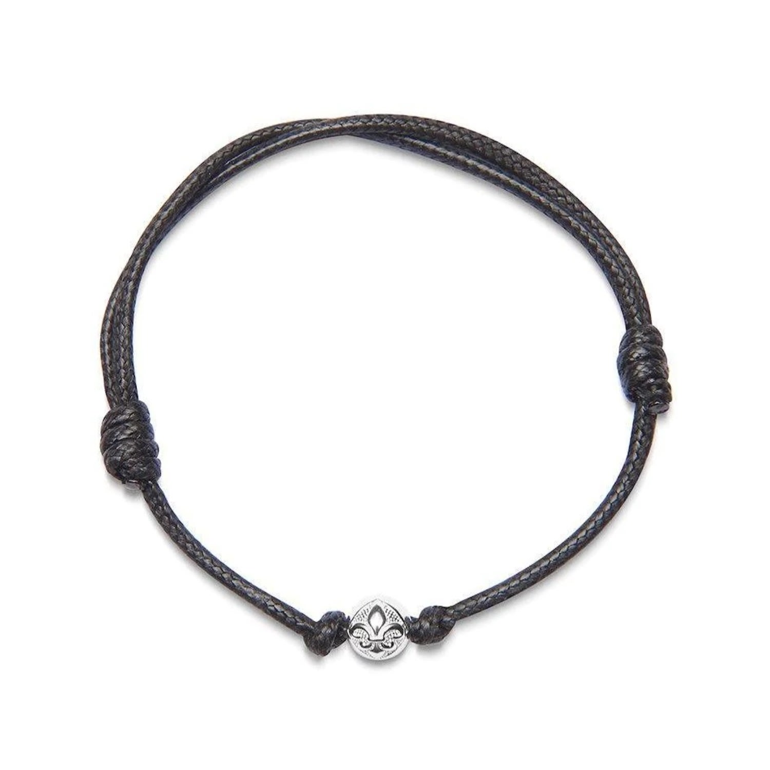 Nialaya Men's Black String Bracelet With Silver