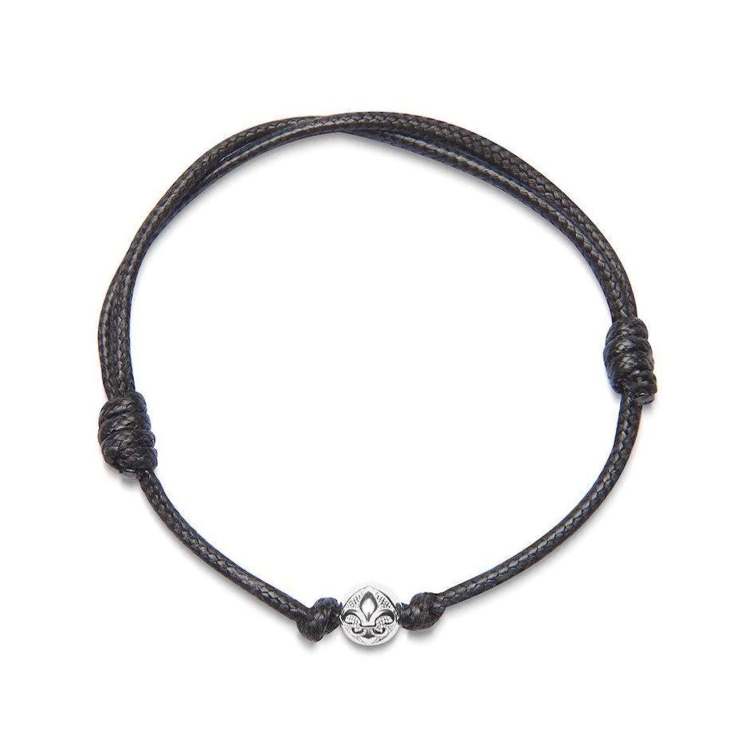 Men’s Black String Bracelet With Silver Nialaya