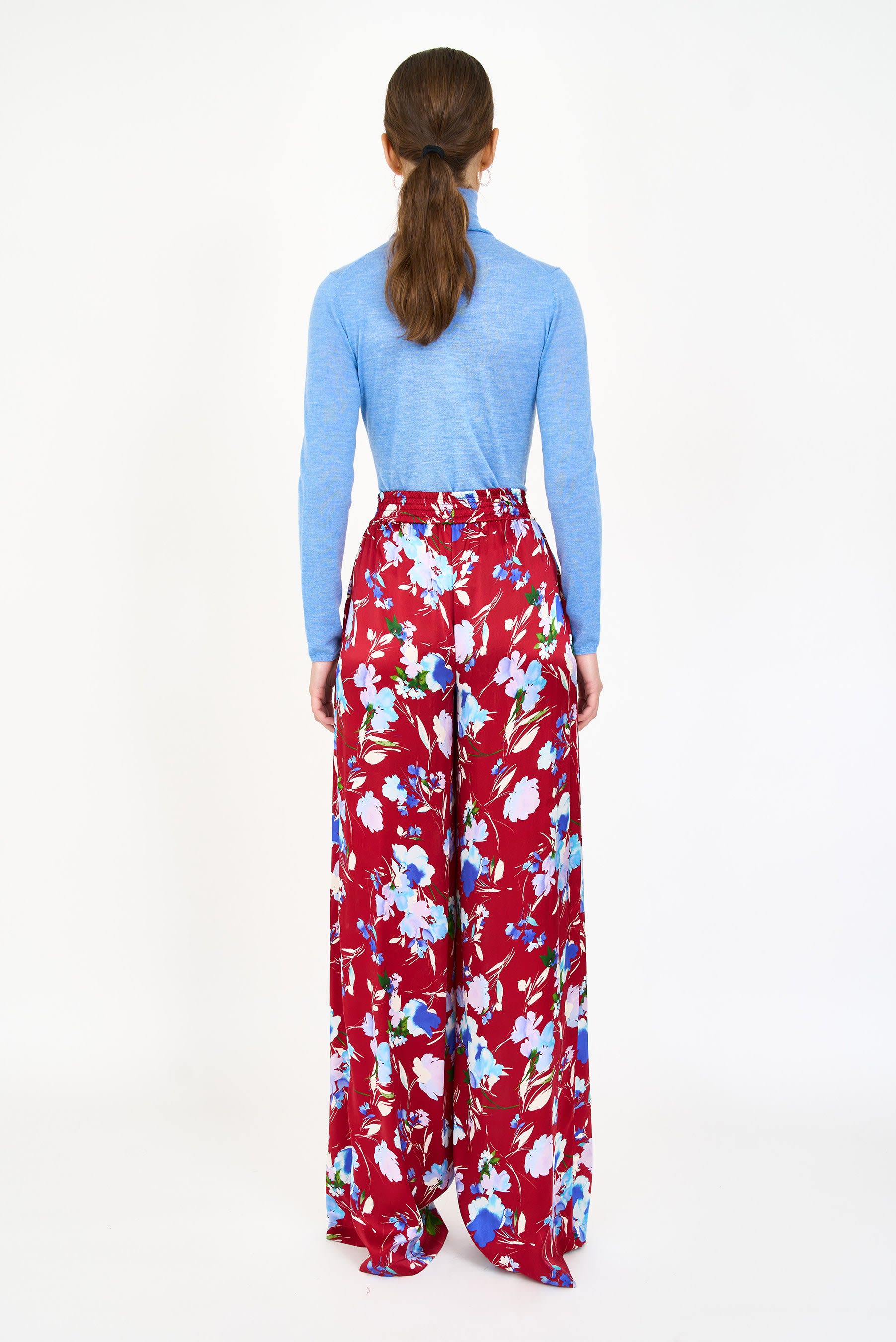 Limited Edition 'Jolie' Heavy Silk Palazzo Trousers In Ostrica by Santinni