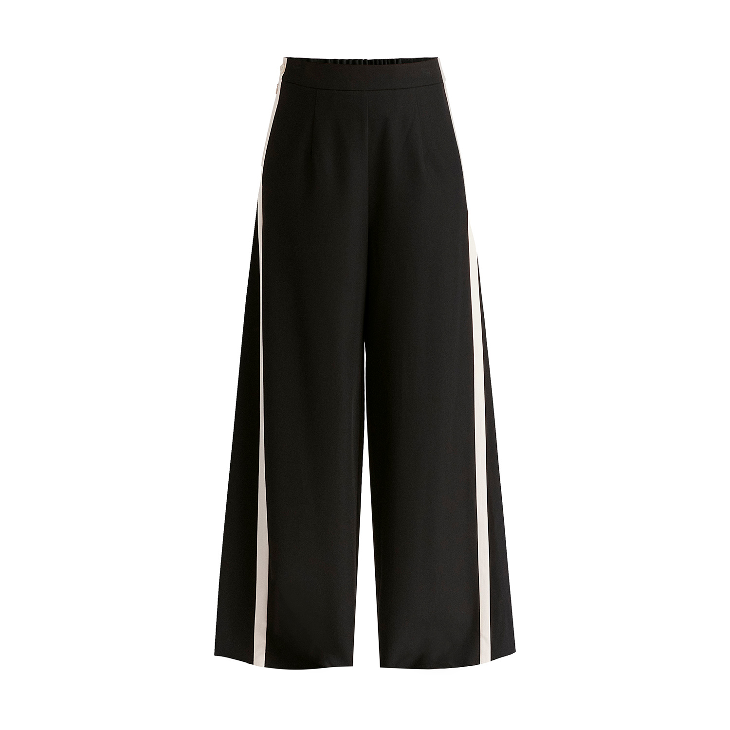 Paisie Women's Contrast Trim Wide Leg Trousers In Black And Beige In Black