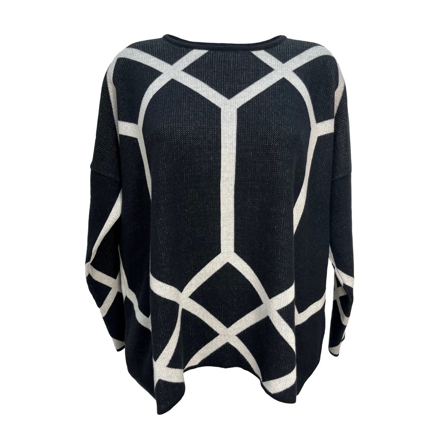 Women’s Black / White Geometric Sweater Large Sisu Sisu